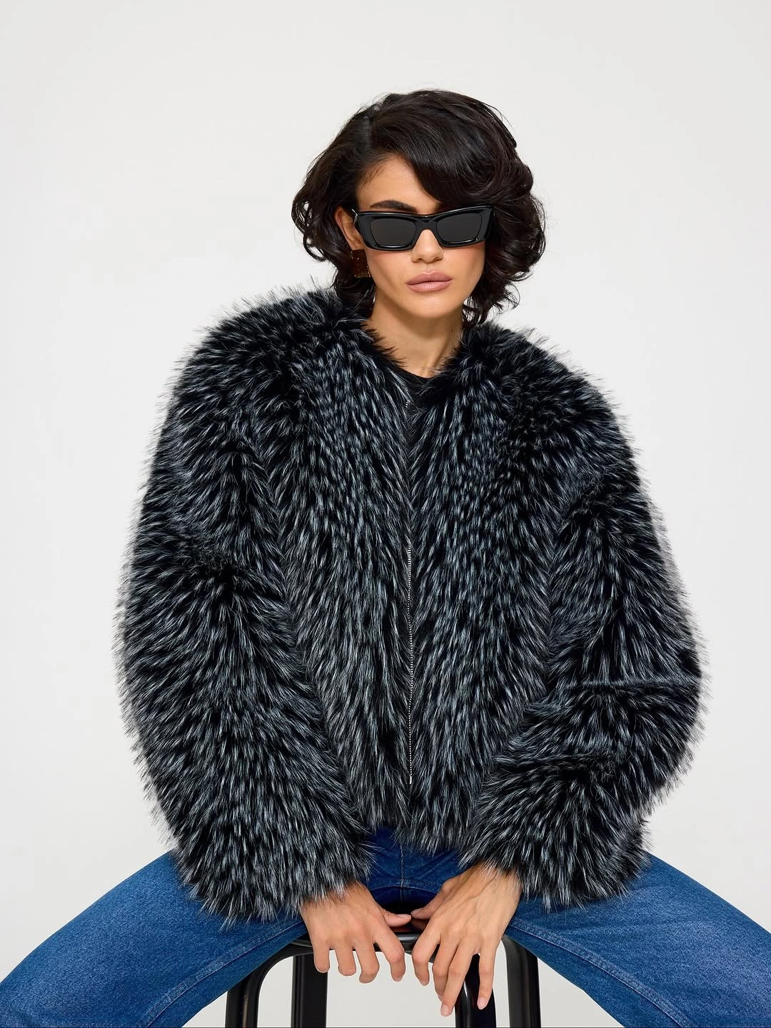 faux fur jacket Bold Black Faux Fur That Brings Editorial Energy