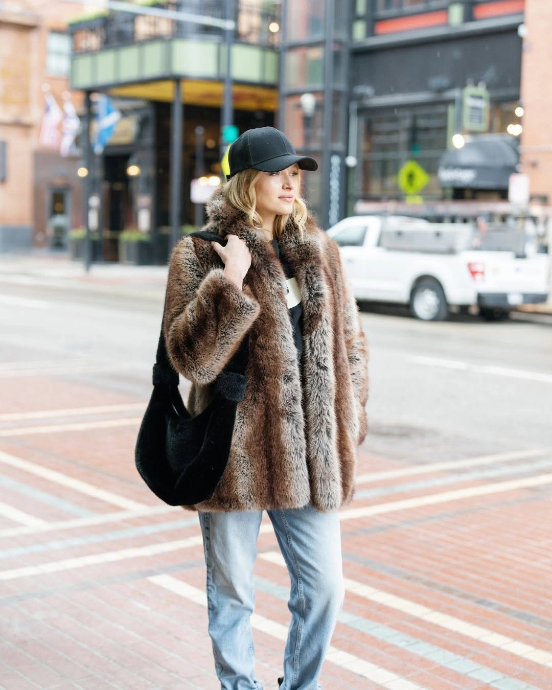 faux fur jacket Relaxed Faux Fur with Denim for Everyday Downtown Style