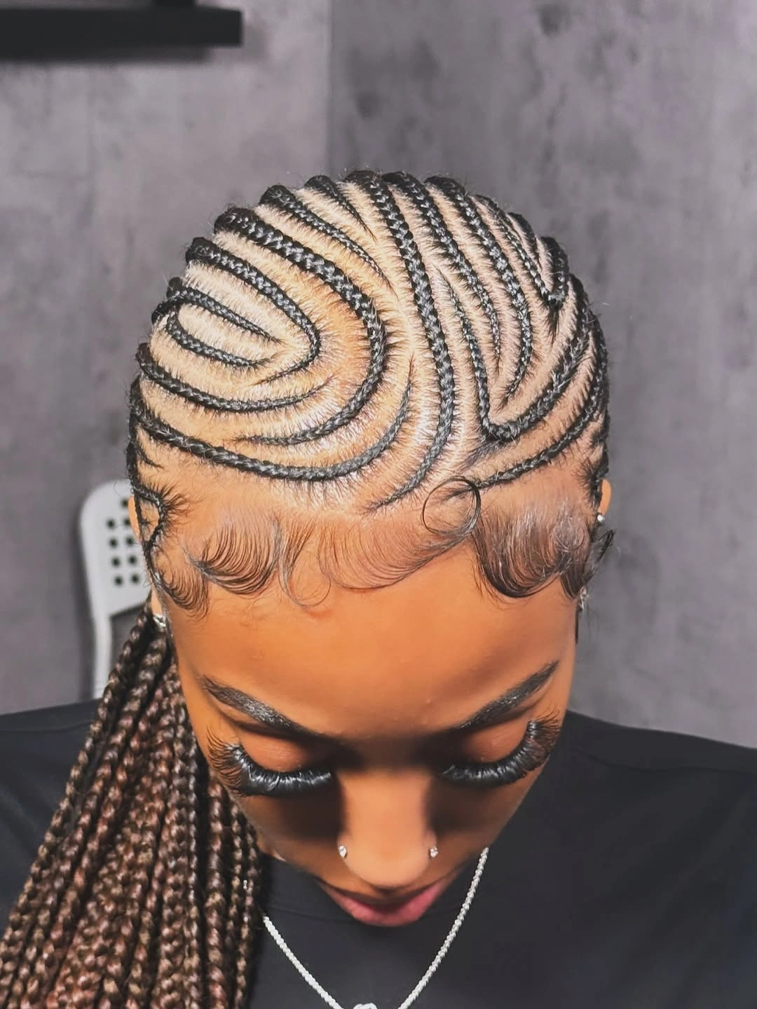 feed in braid hairstyles Precision Spiral Feed-In Braids with Artistic Symmetry