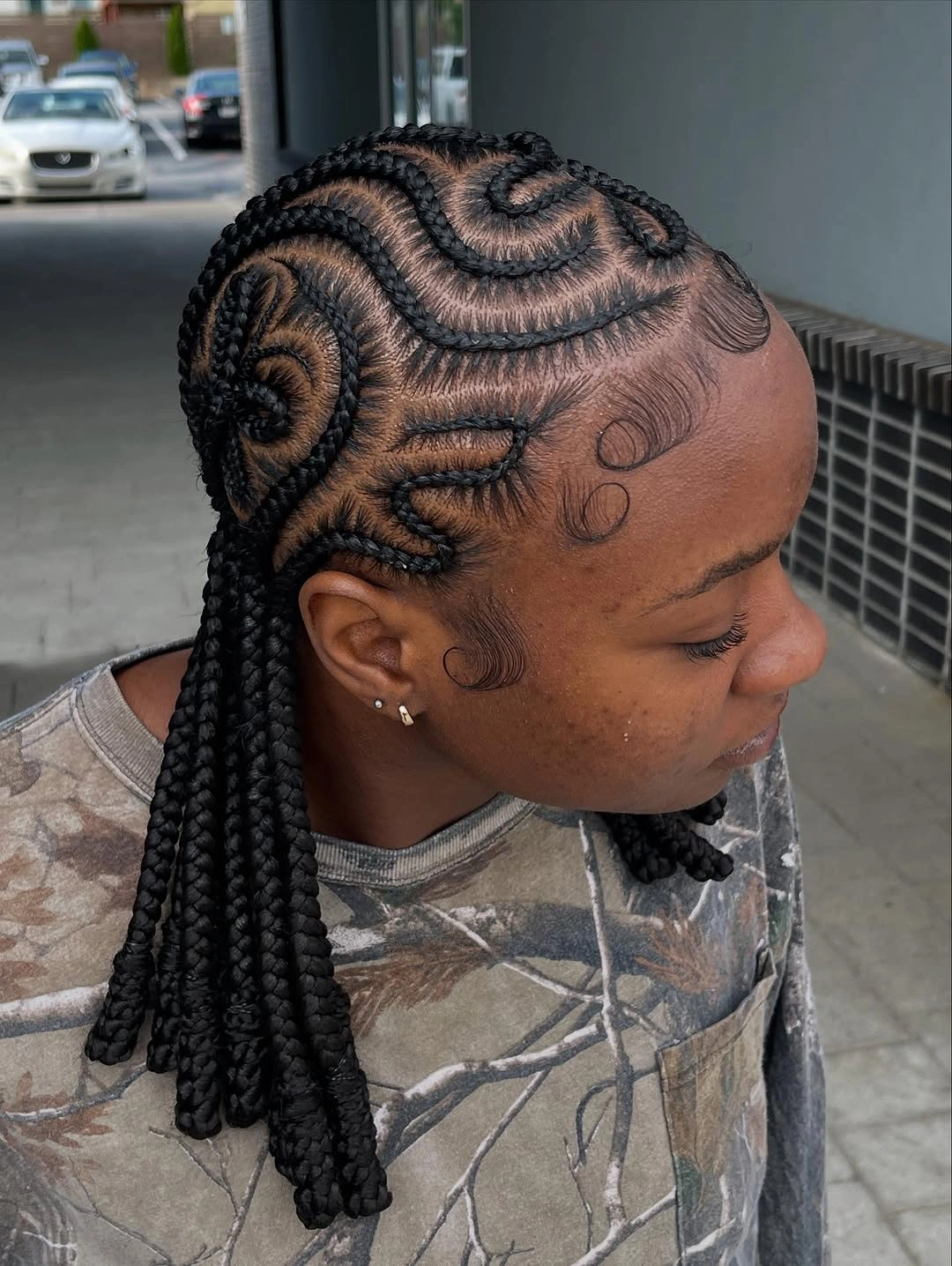 feed in braid hairstyles Bold Sculptural Feed-In Braids with Statement Swirls
