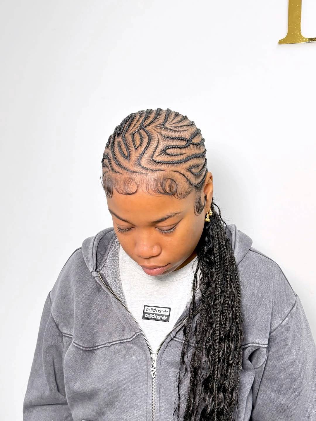 feed in braid hairstyles Abstract Feed-In Braids with Modern Maze-Inspired Pattern