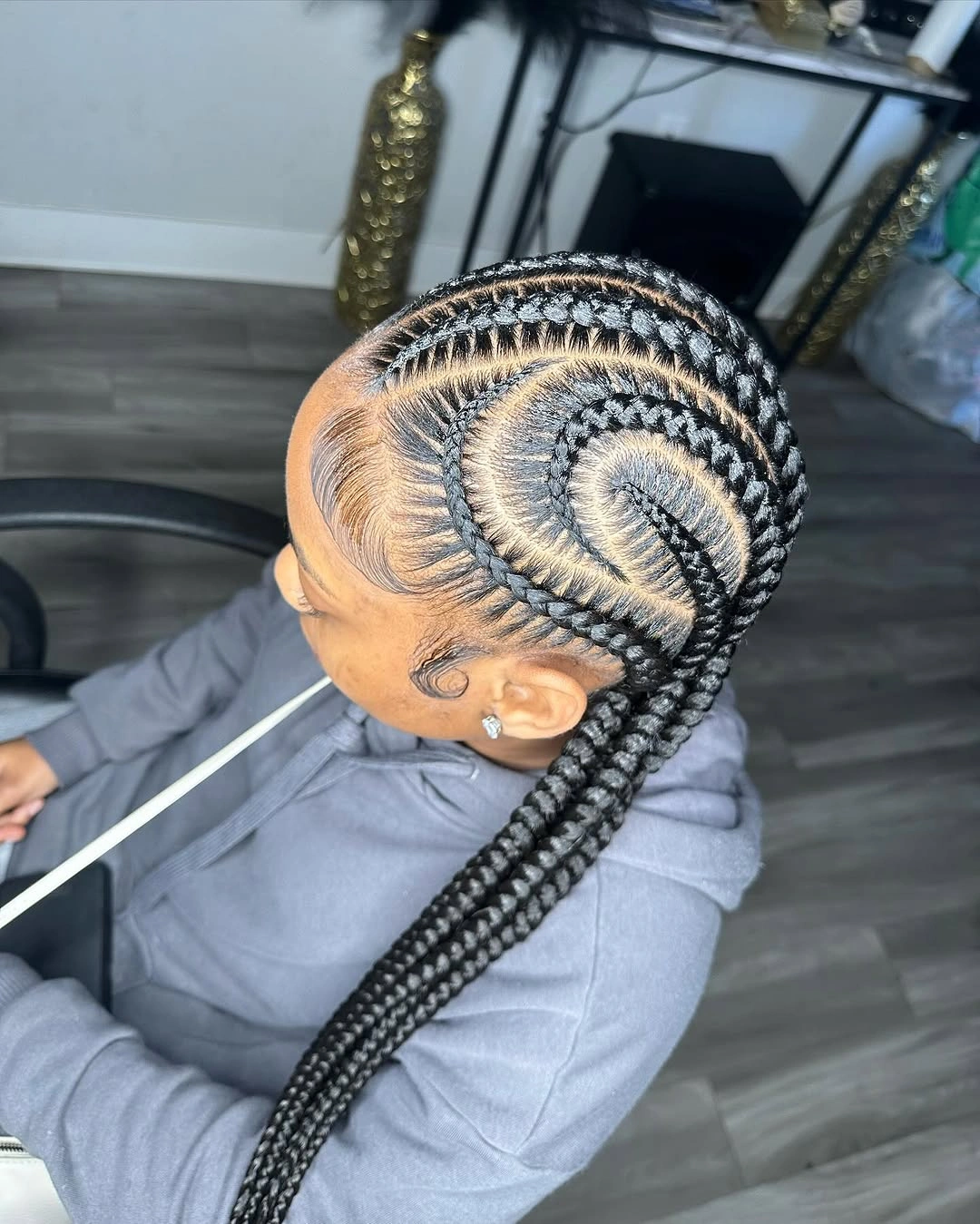 feed in braid hairstyles Oversized Spiral Feed-In Braids with Statement Curves