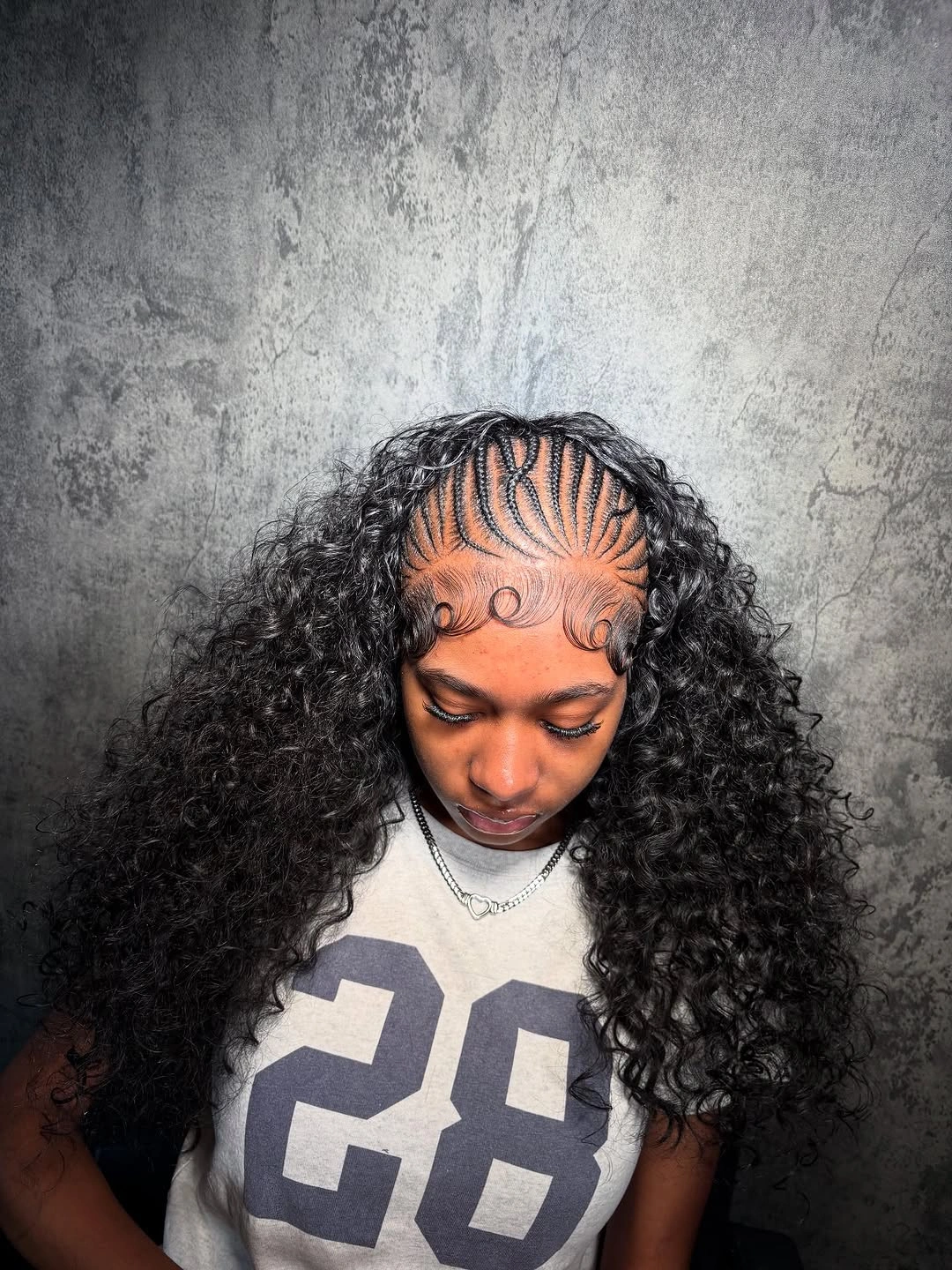 feed in braid hairstyles Curly Feed-In Braids with Delicate Swirl Details
