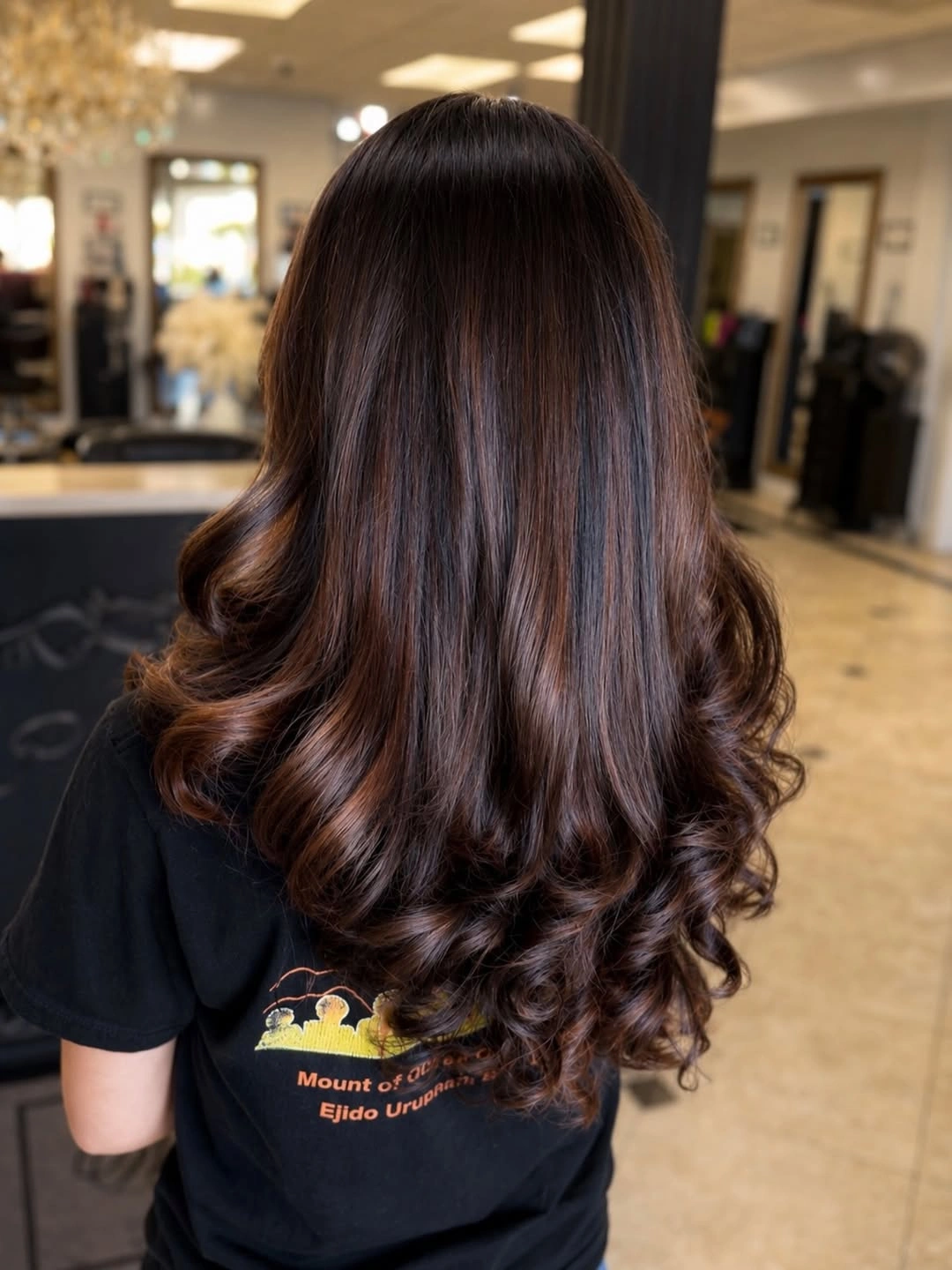 full head babylights blonde on brown hair Dark Chocolate Babylights with Auburn Shine