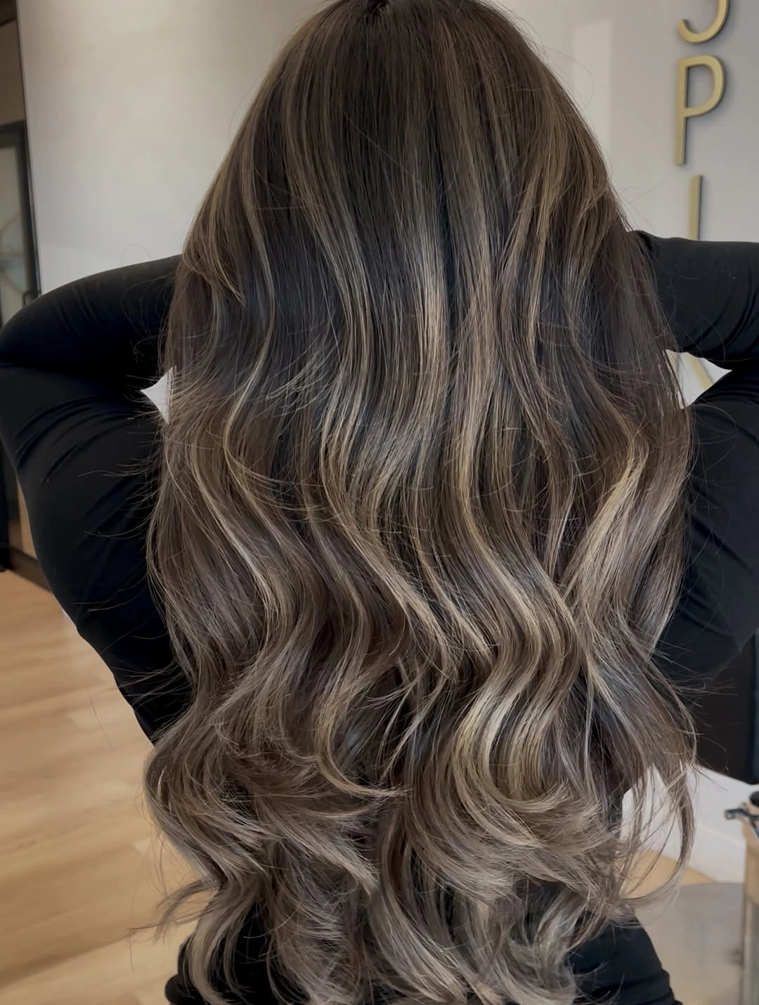 full head babylights blonde on brown hair Ash Blonde Ribbons on a Cool Brown Base