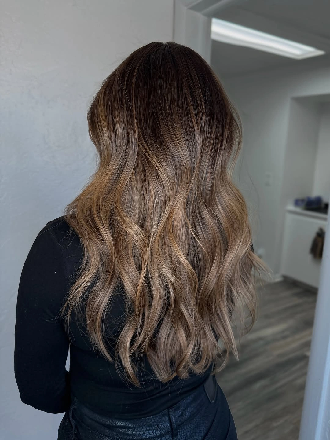 full head babylights blonde on brown hair Mushroom Blonde Babylights with a Smoky Brunette Root