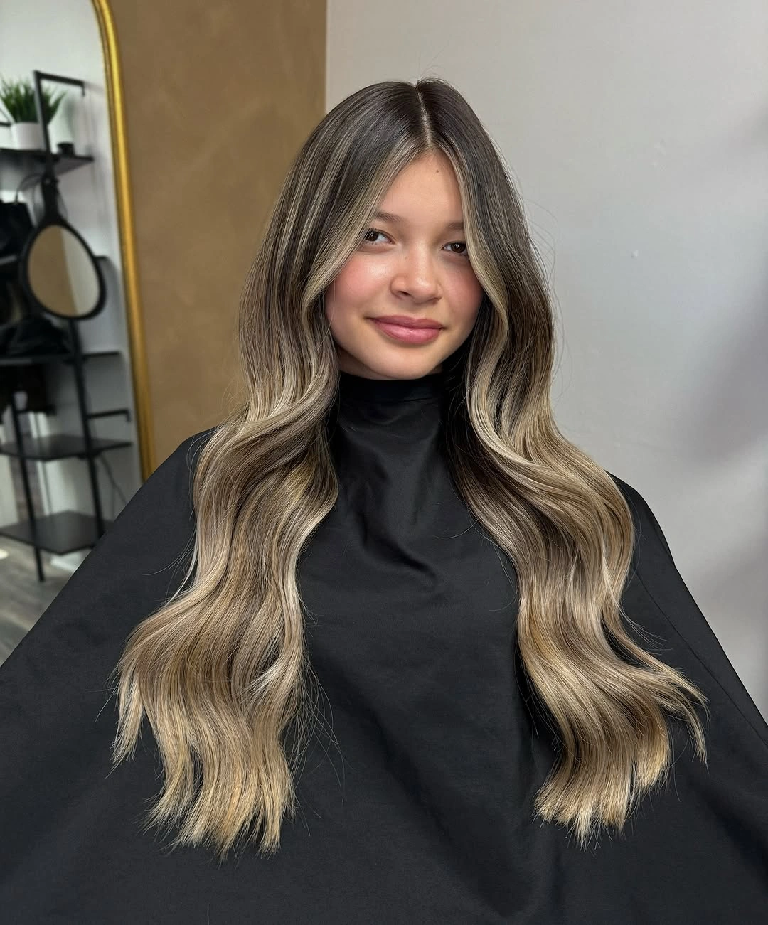 full head babylights blonde on brown hair Champagne Babylights with Bright Face-Framing Pieces