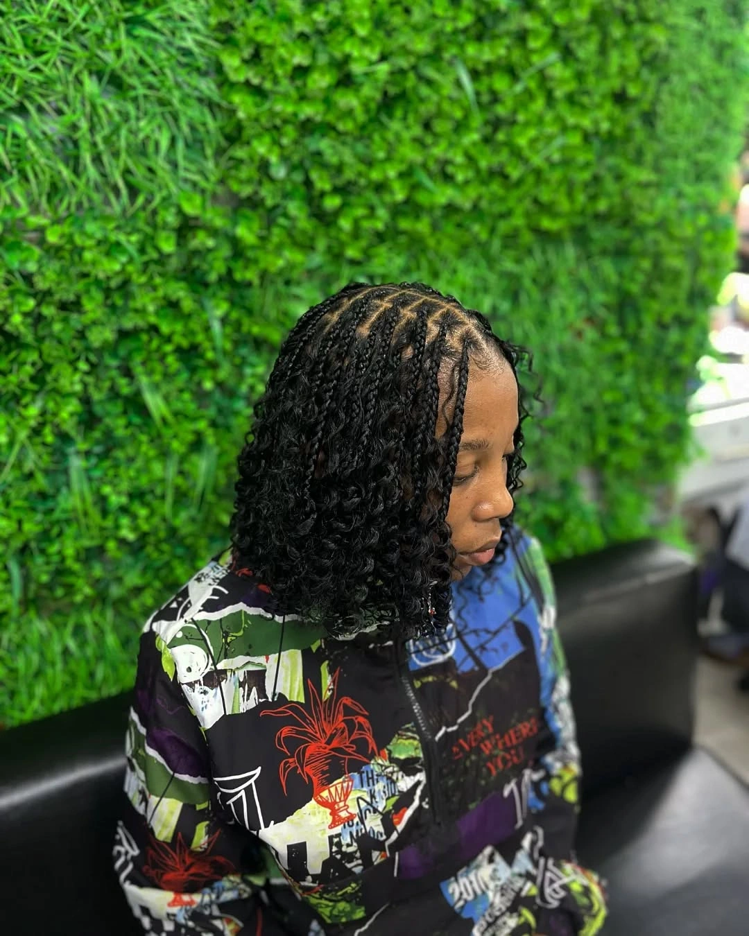 goddess braid Classic Shoulder-Length Goddess Braids with Defined Curly Ends
