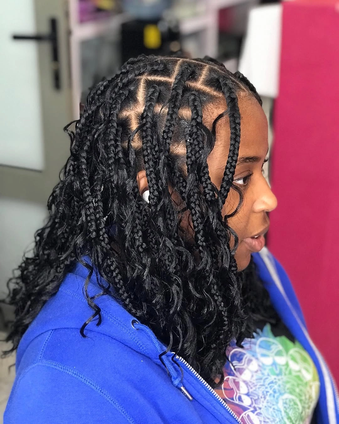 goddess braid Classic Medium Goddess Braids with Defined Black Curls