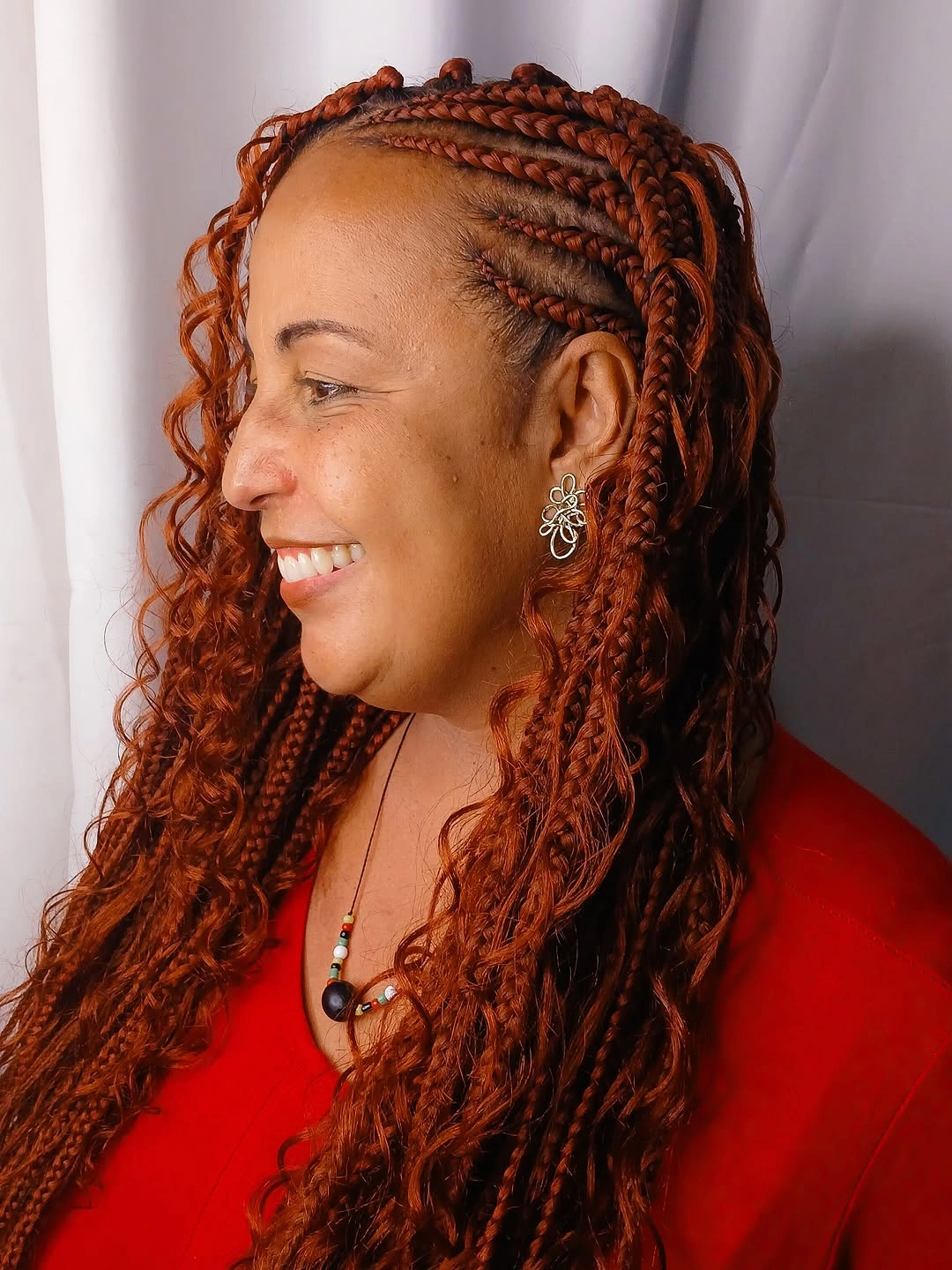 goddess braid Rich Auburn Goddess Braids with Warm Copper Curls