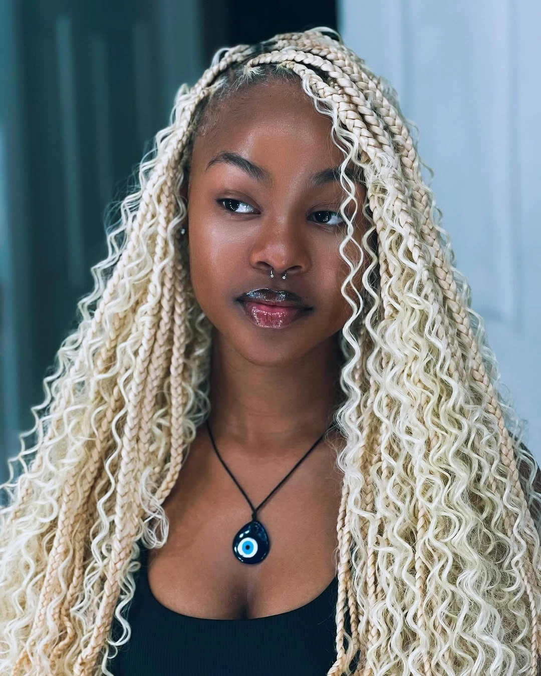 goddess braid Platinum Goddess Braids with Bold Statement Color