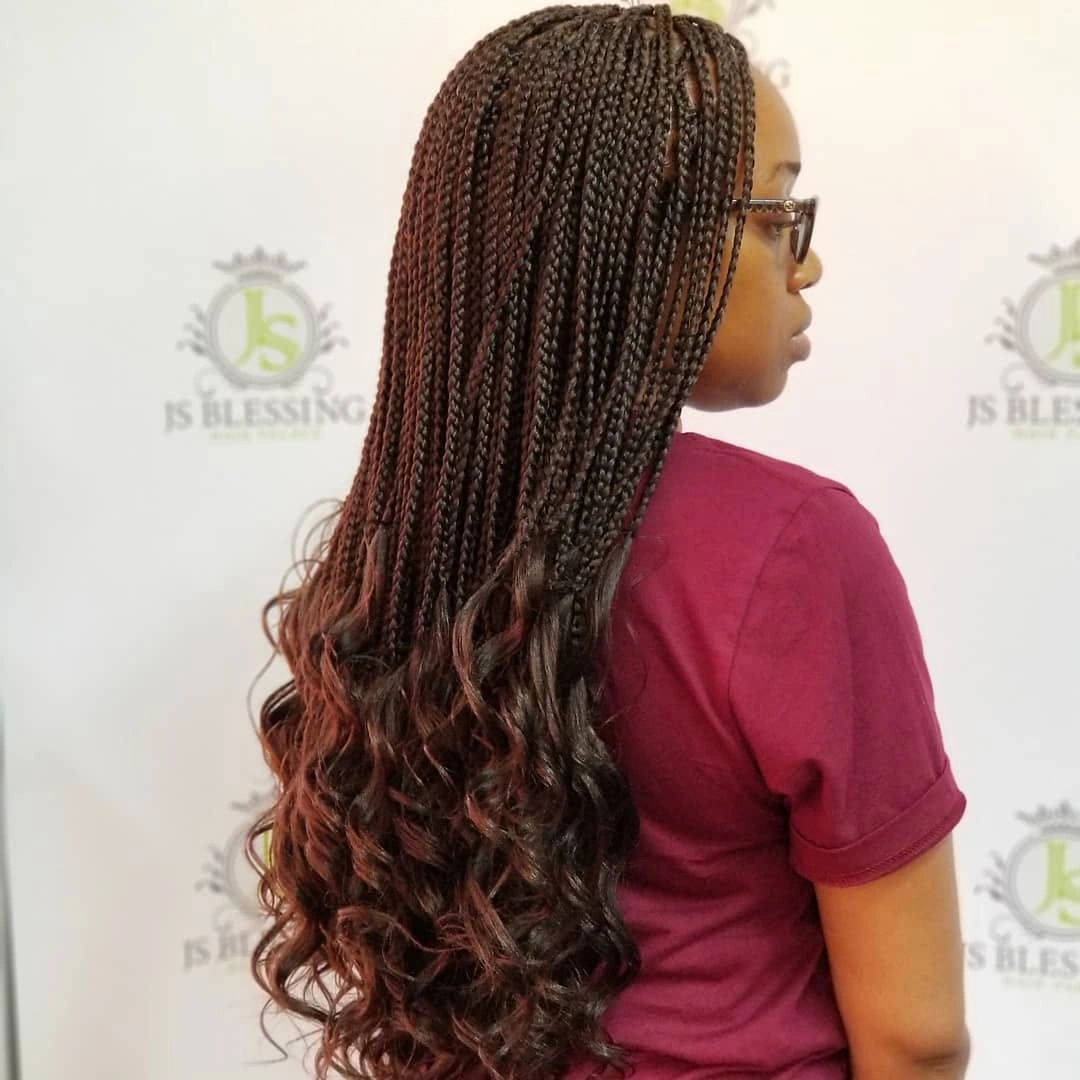 goddess braid Classic Waist-Length Goddess Braids with Curled Ends