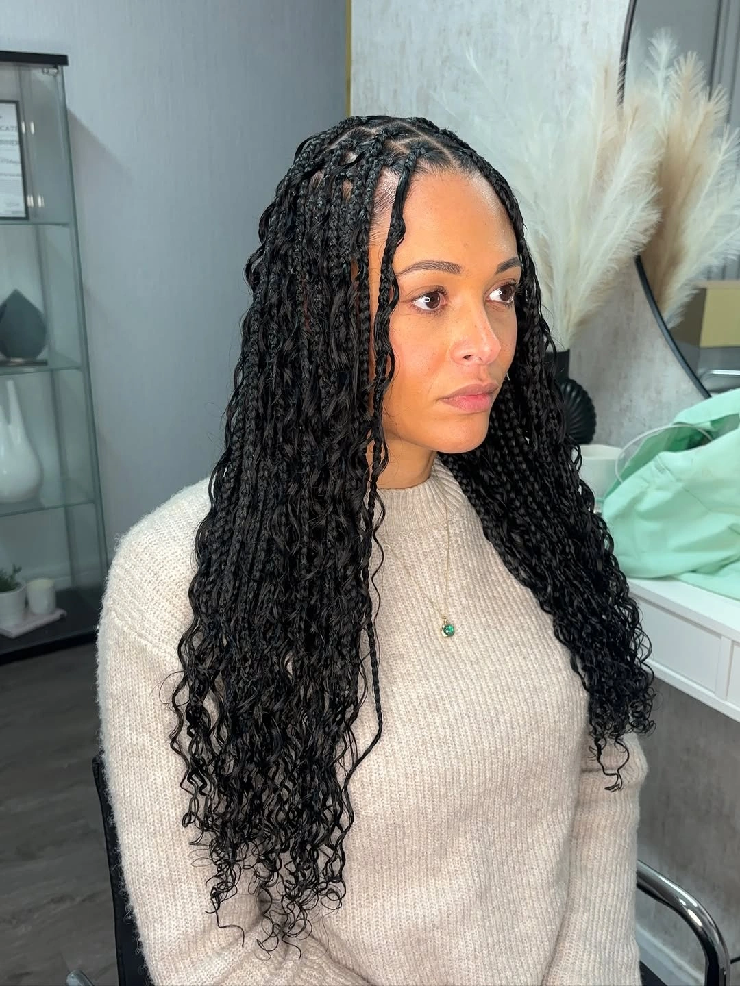 goddess braid Elegant Long Goddess Braids with Soft Black Spiral Texture