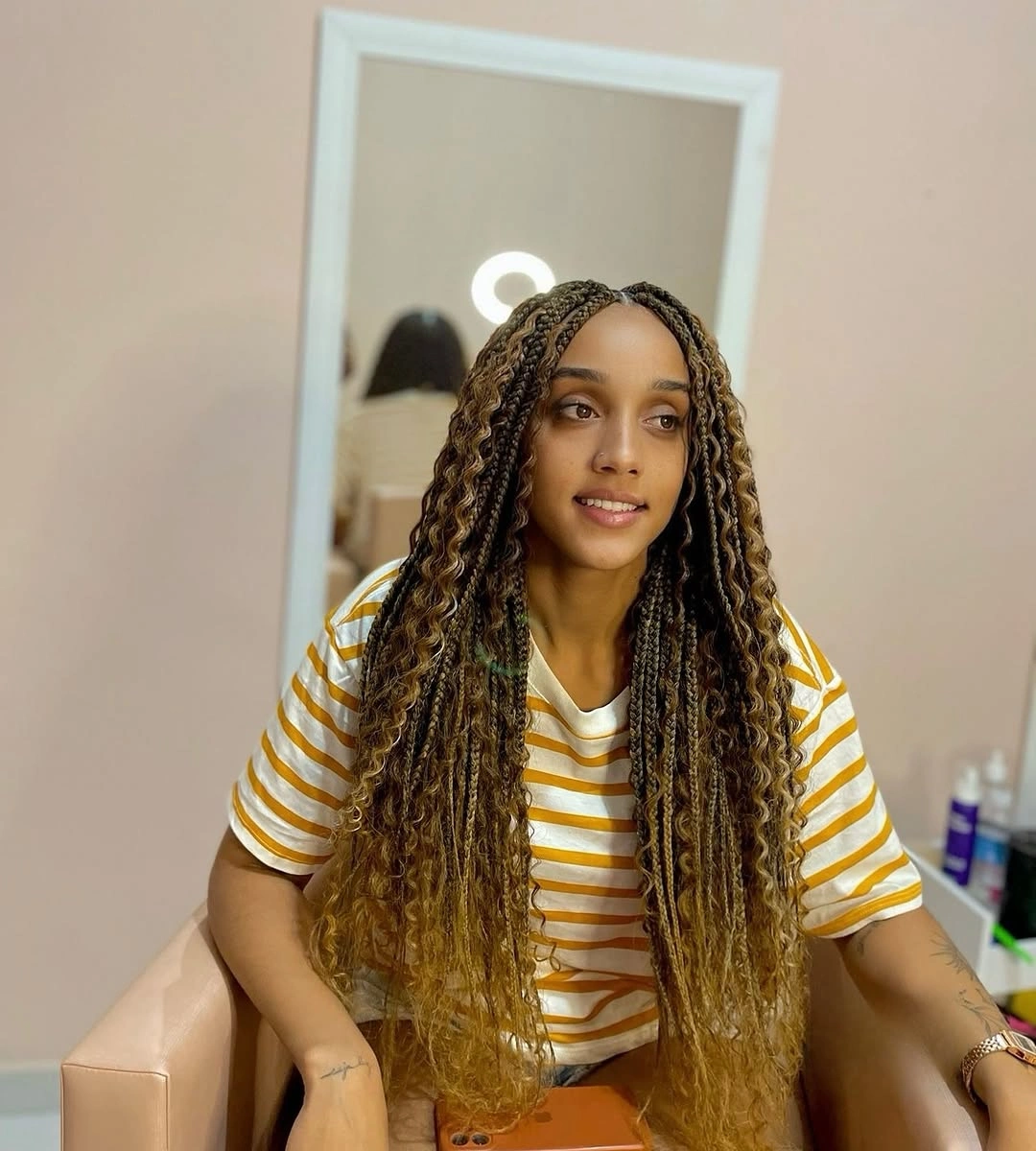 goddess braid Brown and Blonde Goddess Braids with Boho Texture