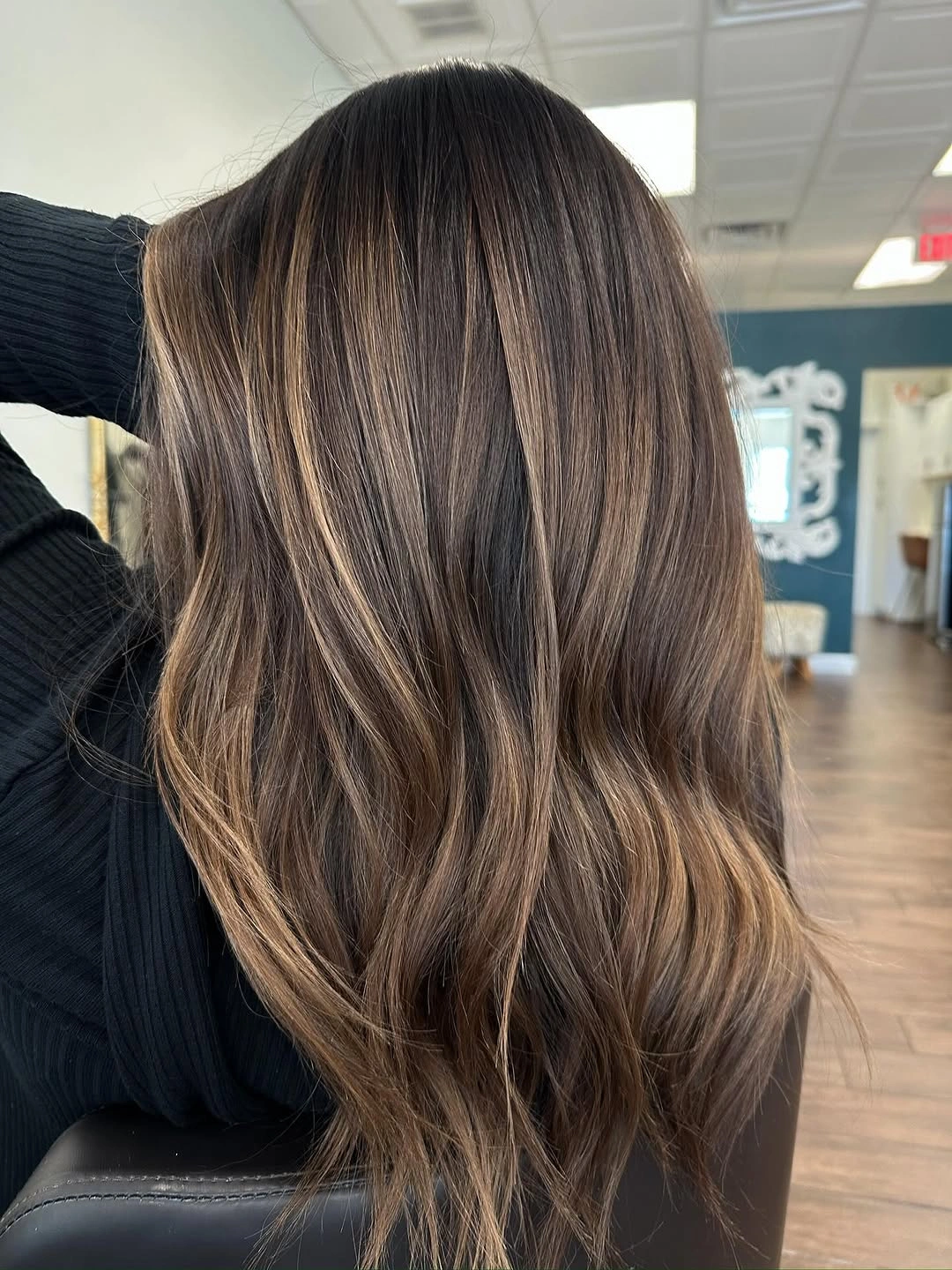 Hair Lowlights: Color Ideas and Inspiration Soft Espresso Layers with Whispered Caramel Dimension