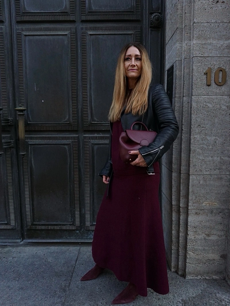 knit skirt outfits fall 2026 Deep Burgundy Knit Elegance With Modern Edge