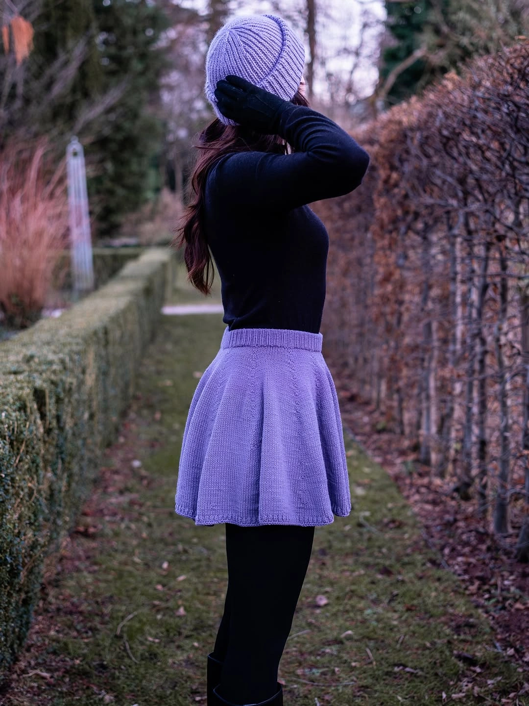 knit skirt outfits fall 2026 Lavender Knit Skirts Add a Soft Pop of Color to Fall