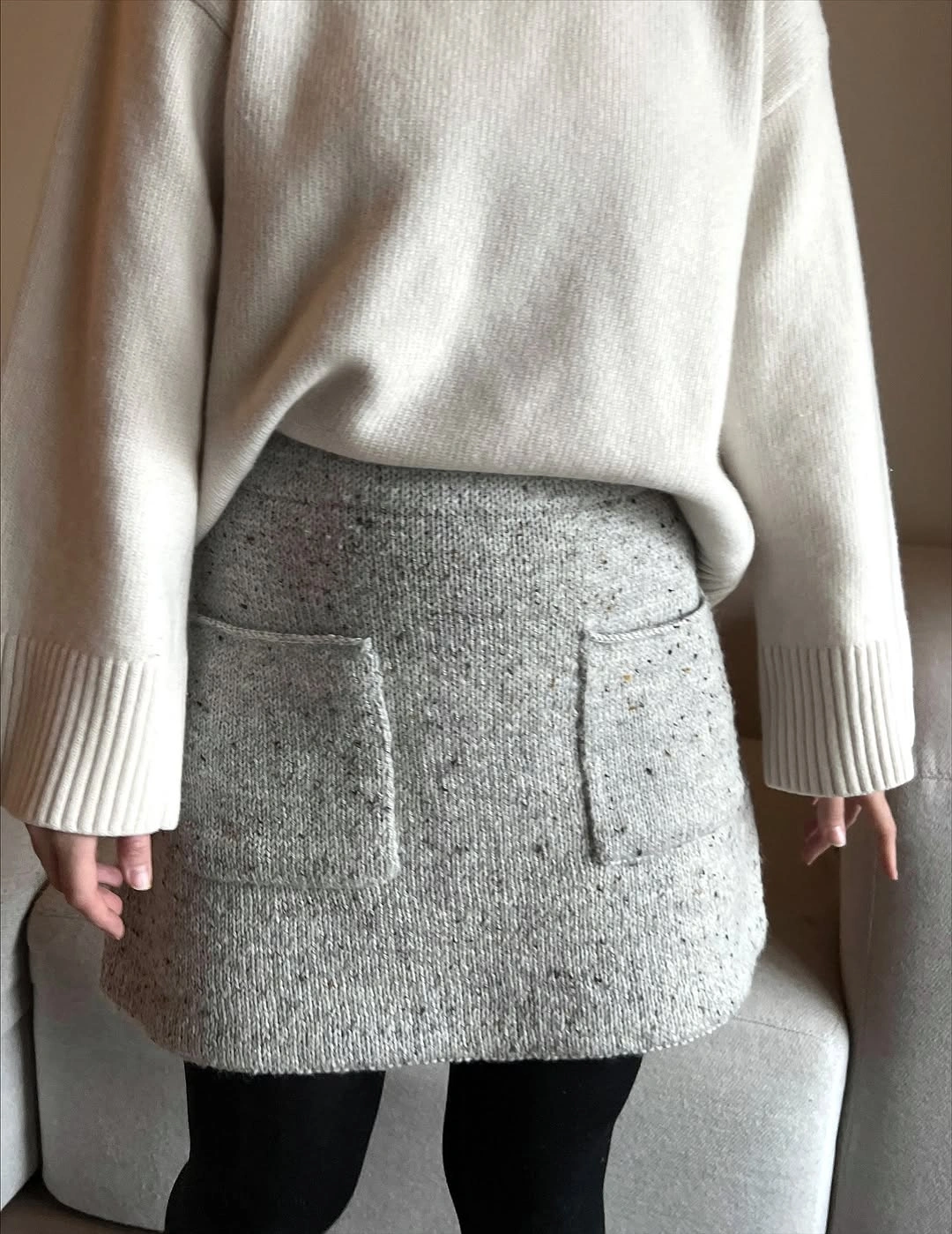 knit skirt outfits fall 2026 Minimalist Cream and Grey Knit Layers That Never Date