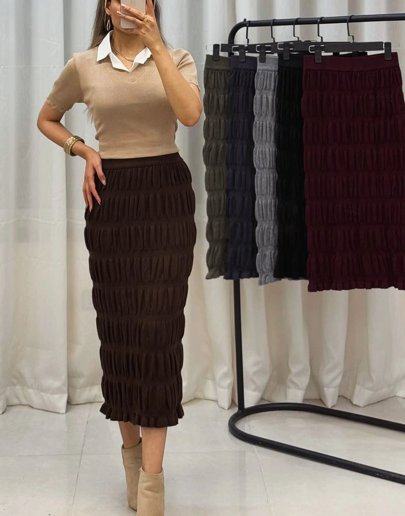 knit skirt outfits fall 2026 Chocolate Brown Rib Knit That Elevates Everyday Dressing