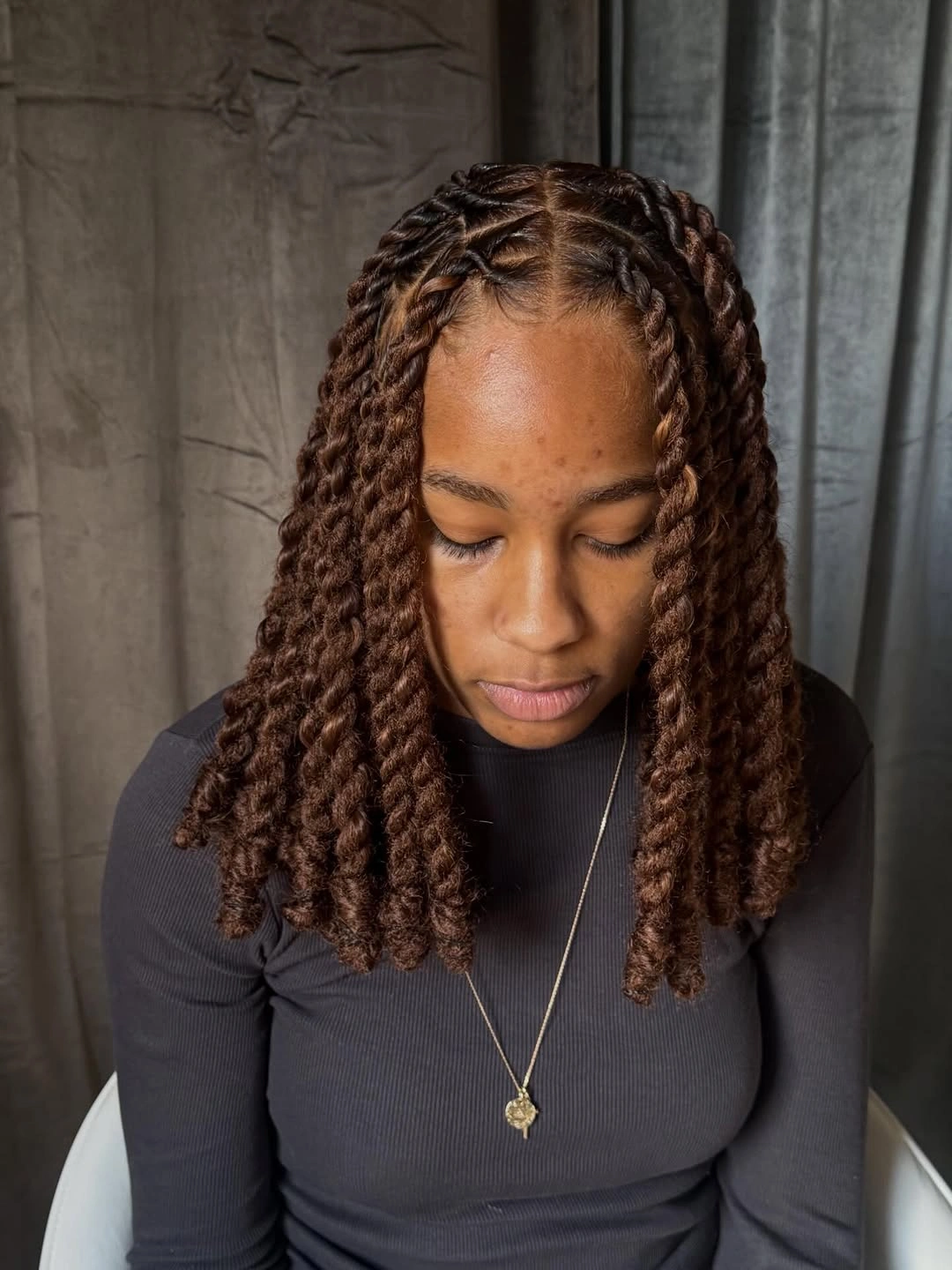 locs hairstyles for black women Defined Cinnamon Rope Locs With Precision Parting