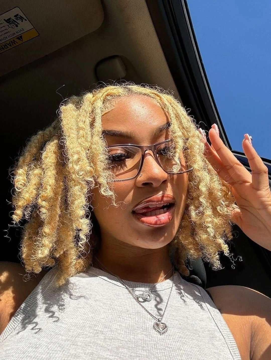 locs hairstyles for black women Bright Blonde Curly Loc Bob With Summer Energy