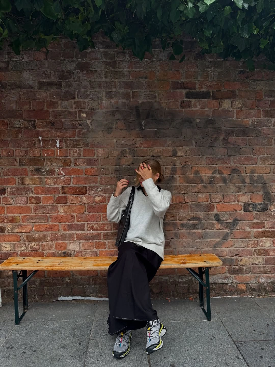 midi skirt fall outfit 2026 Relaxed Grey Knit and a Sleek Black Midi for Everyday Comfort