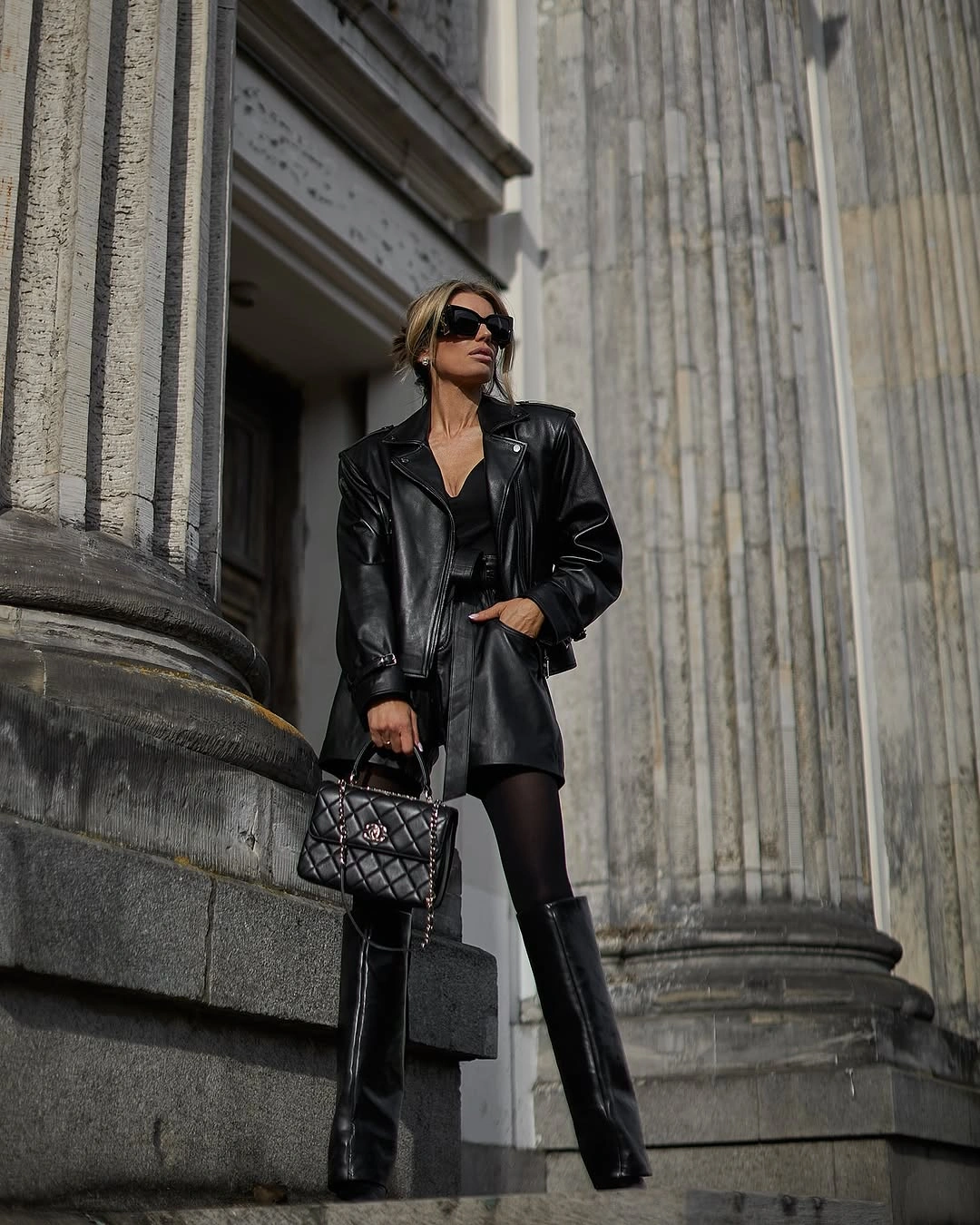 modest fall outfits 2026 Modern Leather Layers With Timeless Monochrome Styling