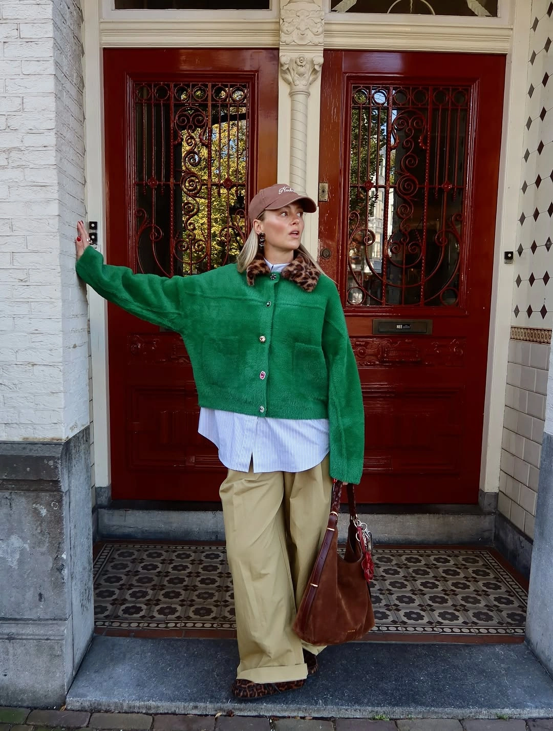 modest fall outfits 2026 Playful Green Cardigans Meet Relaxed Tailoring