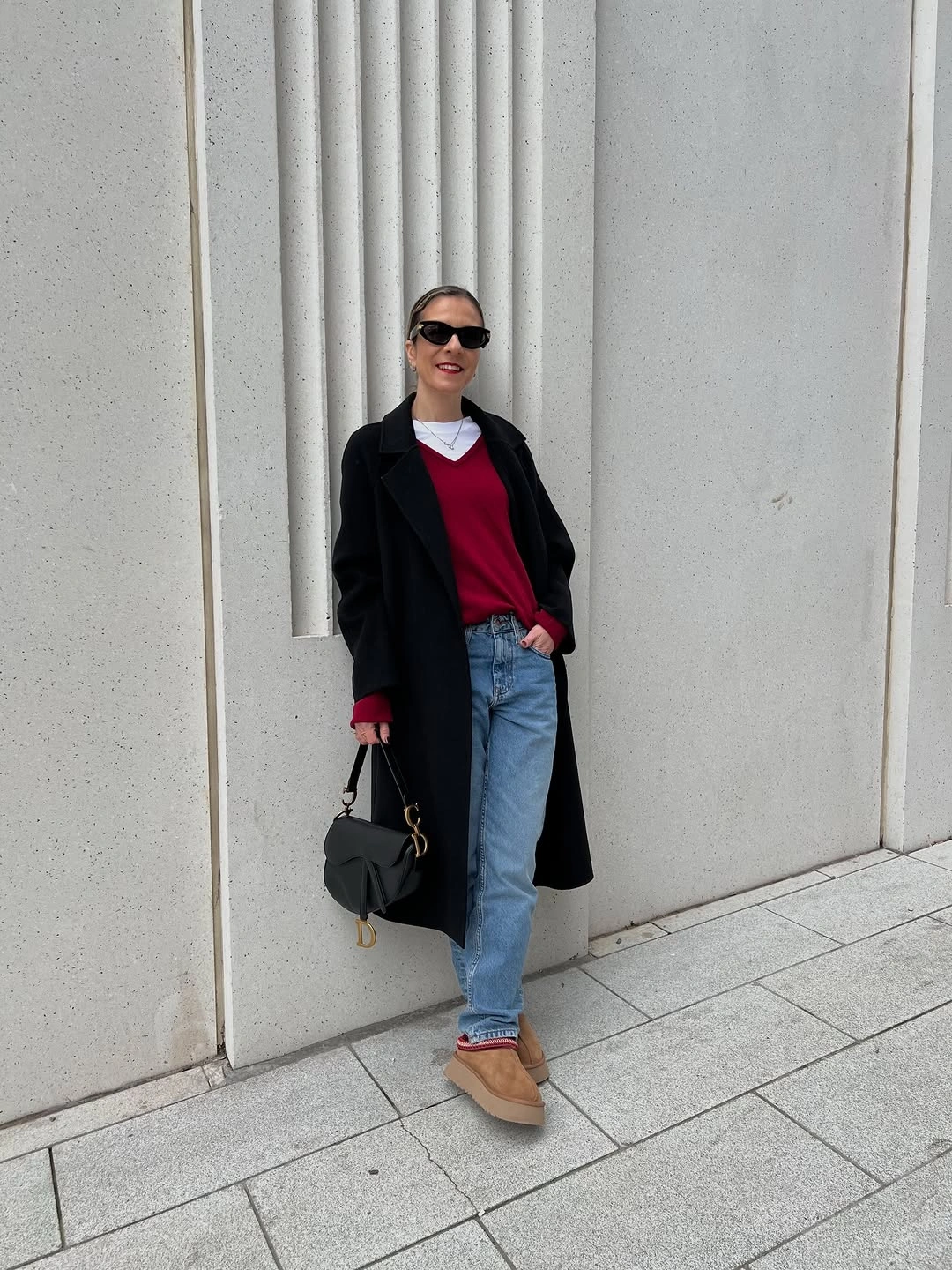 modest fall outfits 2026 Classic Denim and Rich Burgundy for Everyday Sophistication