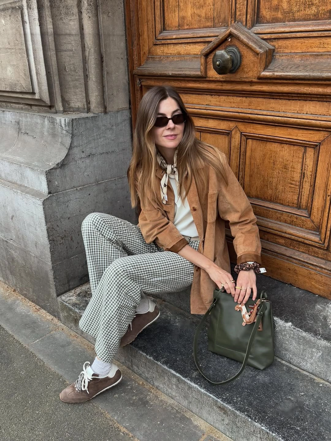 September fashion trends 2026 Tan Jacket With Checked Trousers