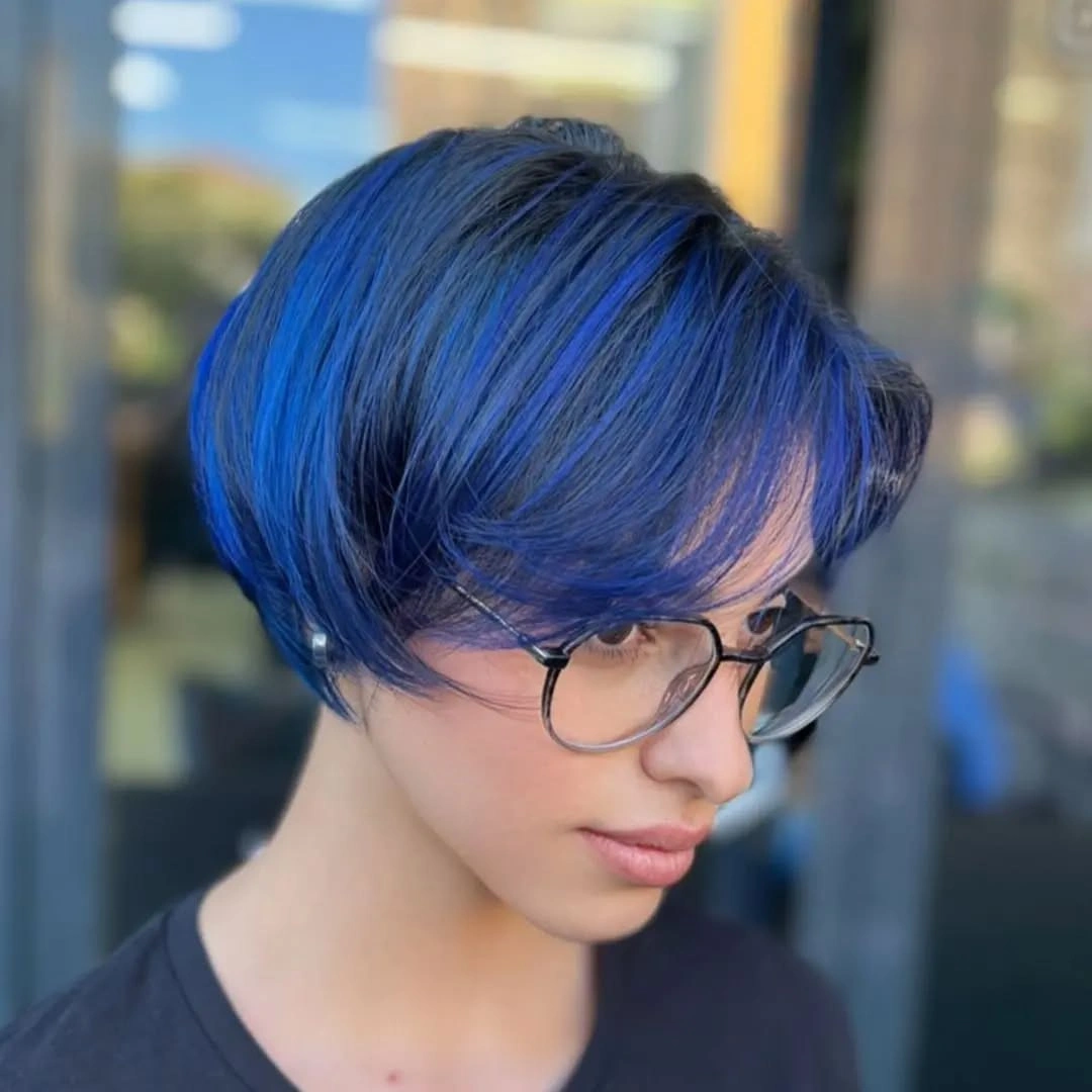 September hairstyles ideas 2026 Blue Short Crop With Long Fringe