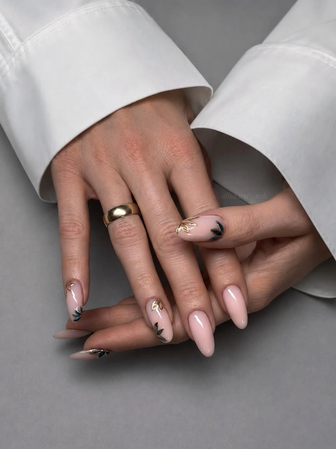 September nail art ideas 2026 Pale Pink Almond Nails With Black Graphic Tips