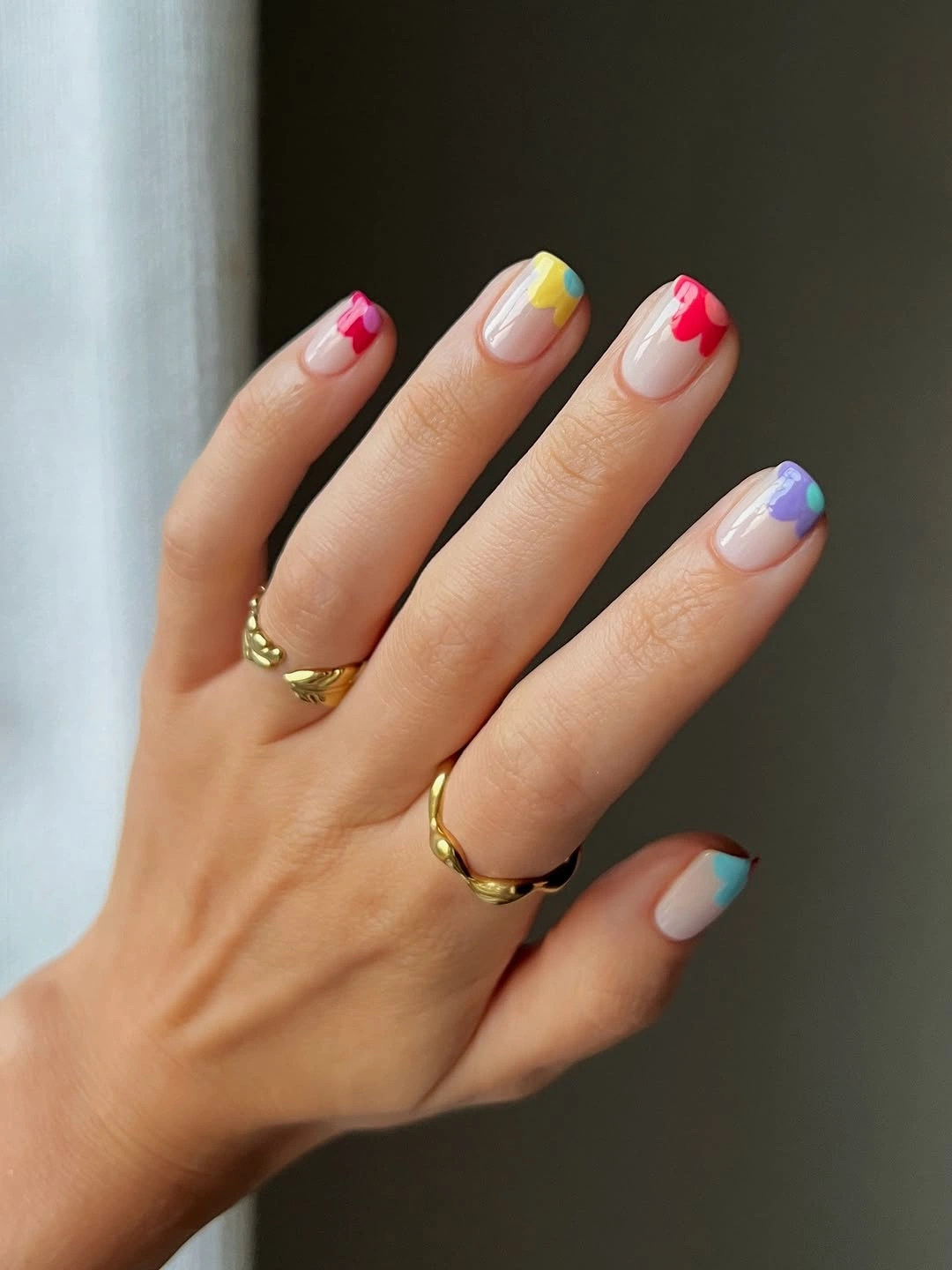 September nail designs 2026 Pastel Angled French Tips On A Sheer Base