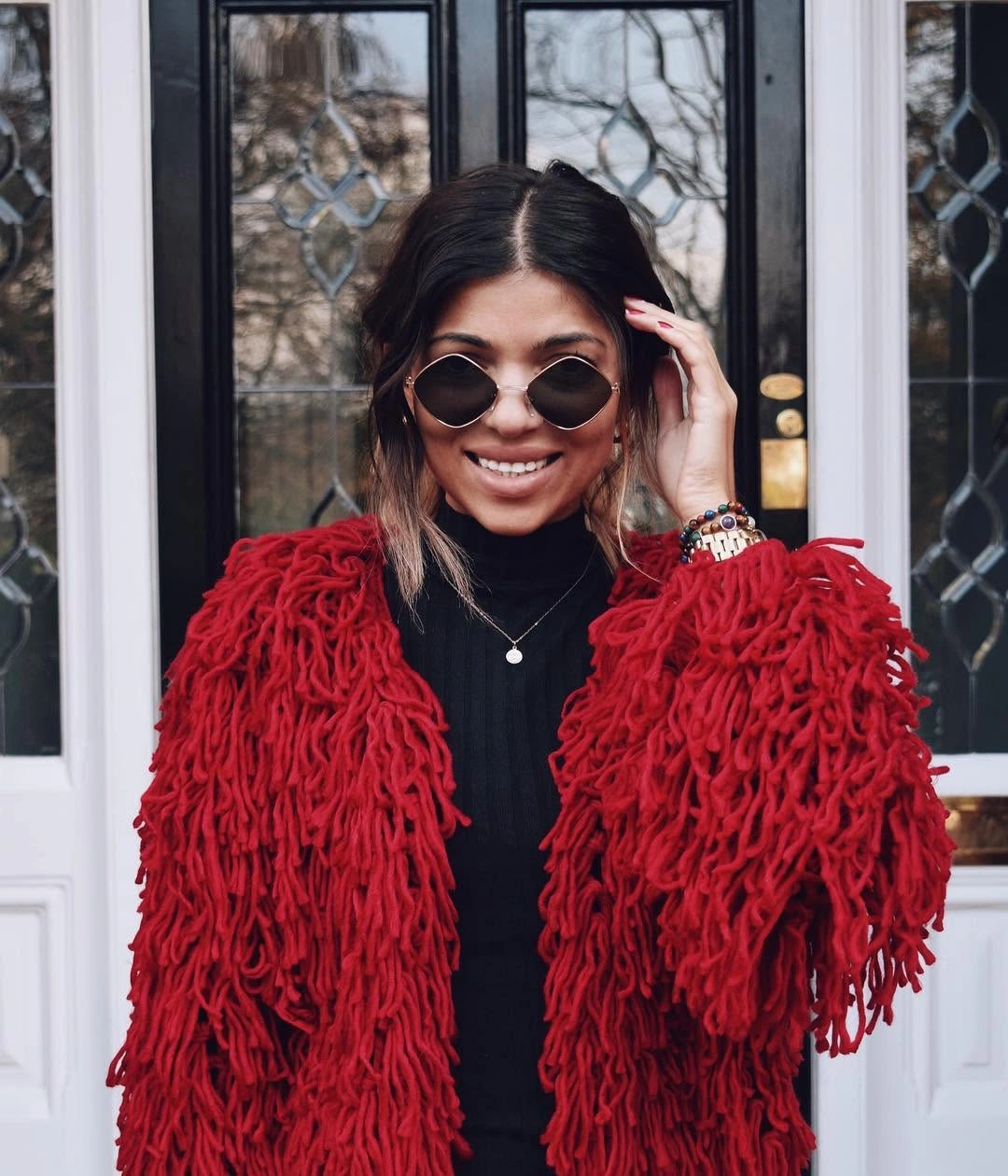 shaggy jacket Bold Red That Instantly Brightens Cold Days