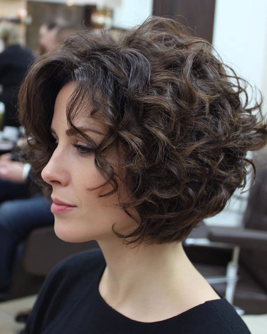short bobbed hairstyle Rounded Curly Bob With Natural Volume