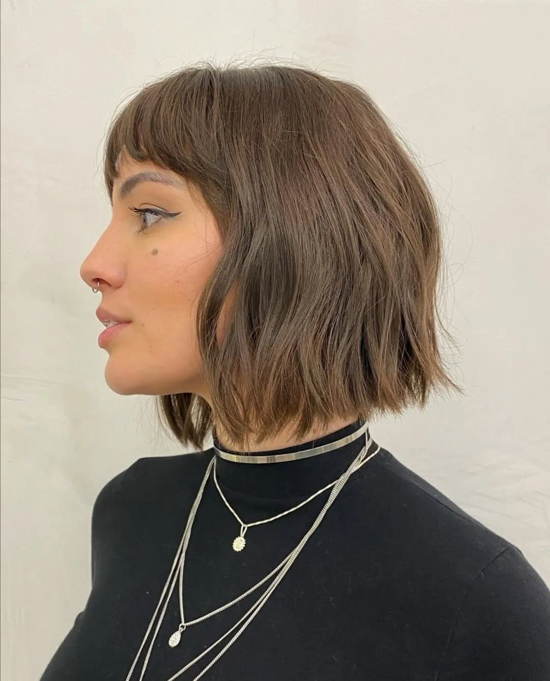 short bobbed hairstyle Soft Wavy Bob With Baby Fringe