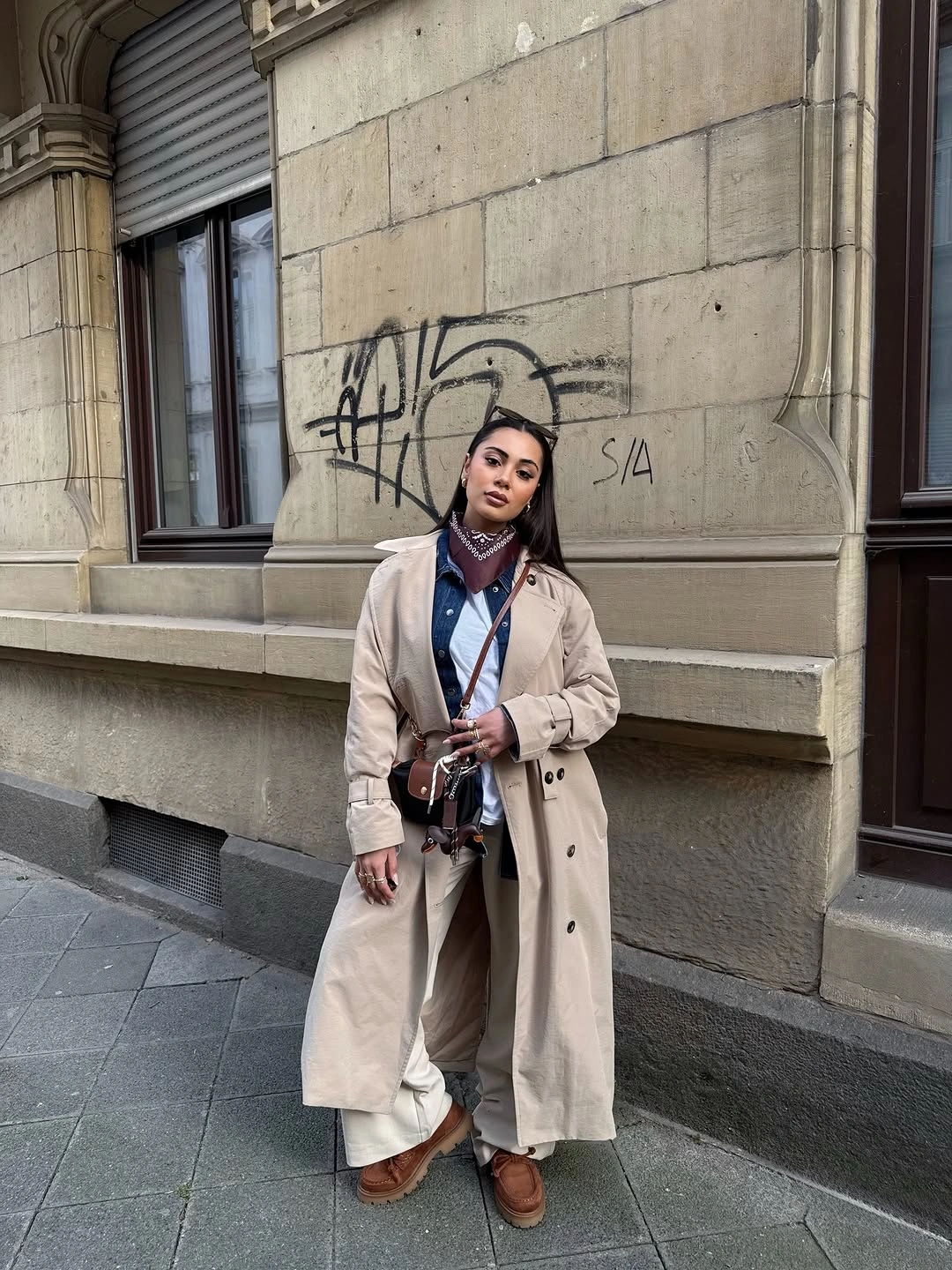 Trench coat fall outfits 2026 Layered Denim and Trench for Everyday City Style