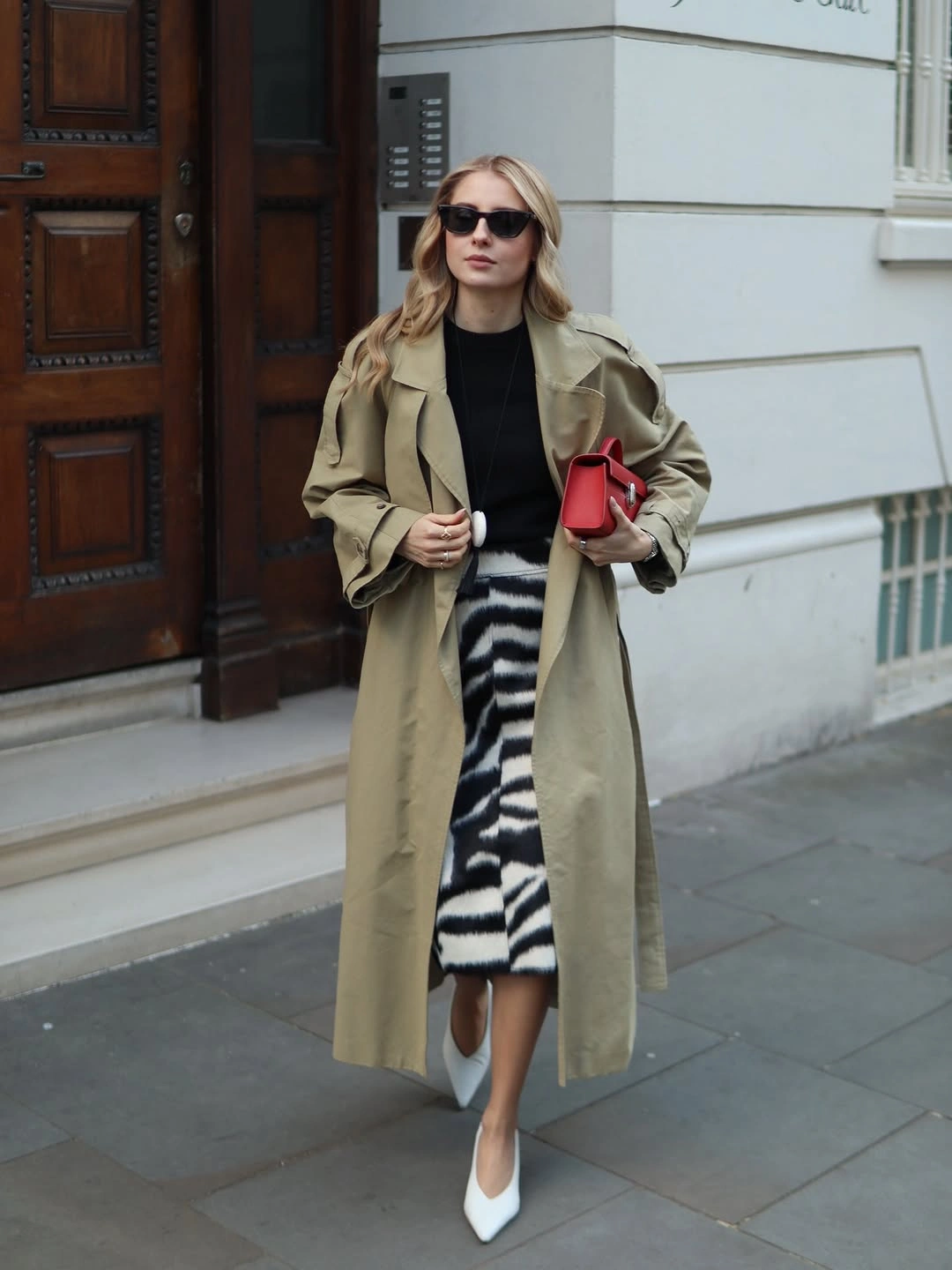 Trench coat fall outfits 2026 Elevating a Neutral Trench with Bold Prints