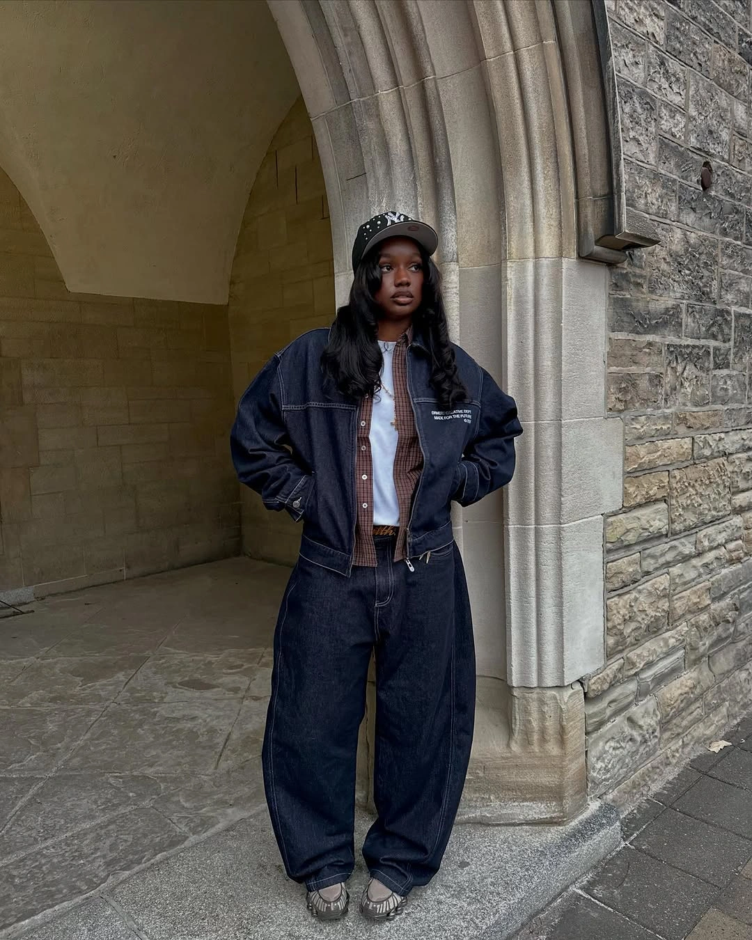 wide leg jeans outfit fall 2026 Dark Wash Streetwear With Relaxed Urban Energy