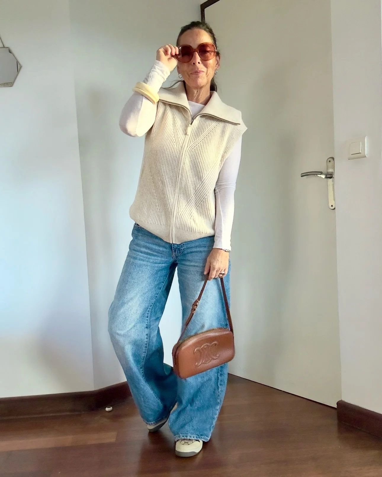 wide leg jeans outfit fall 2026 Relaxed Cream Knit Layers for Timeless Everyday Style