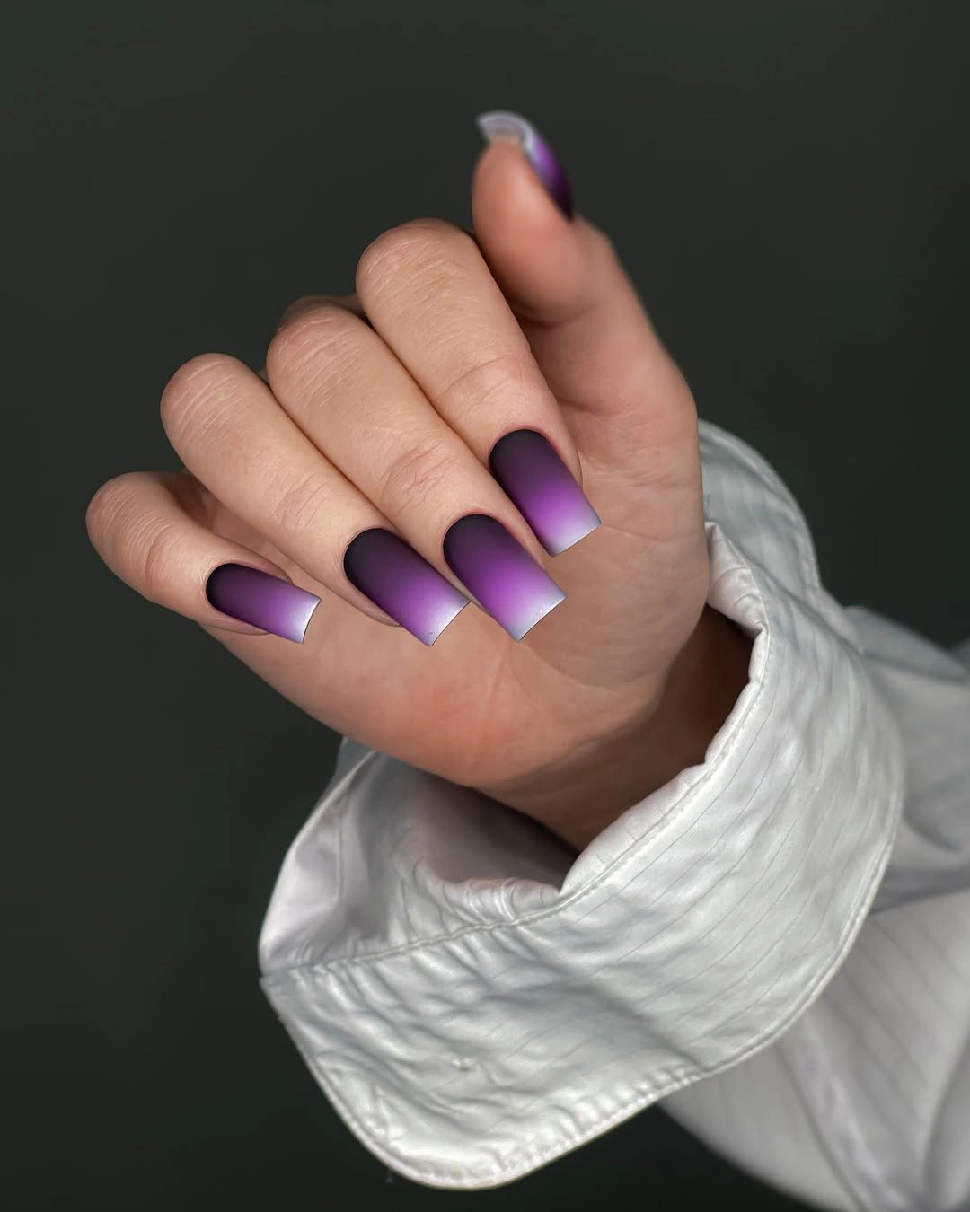 Matte purple ombre nails with square tips
