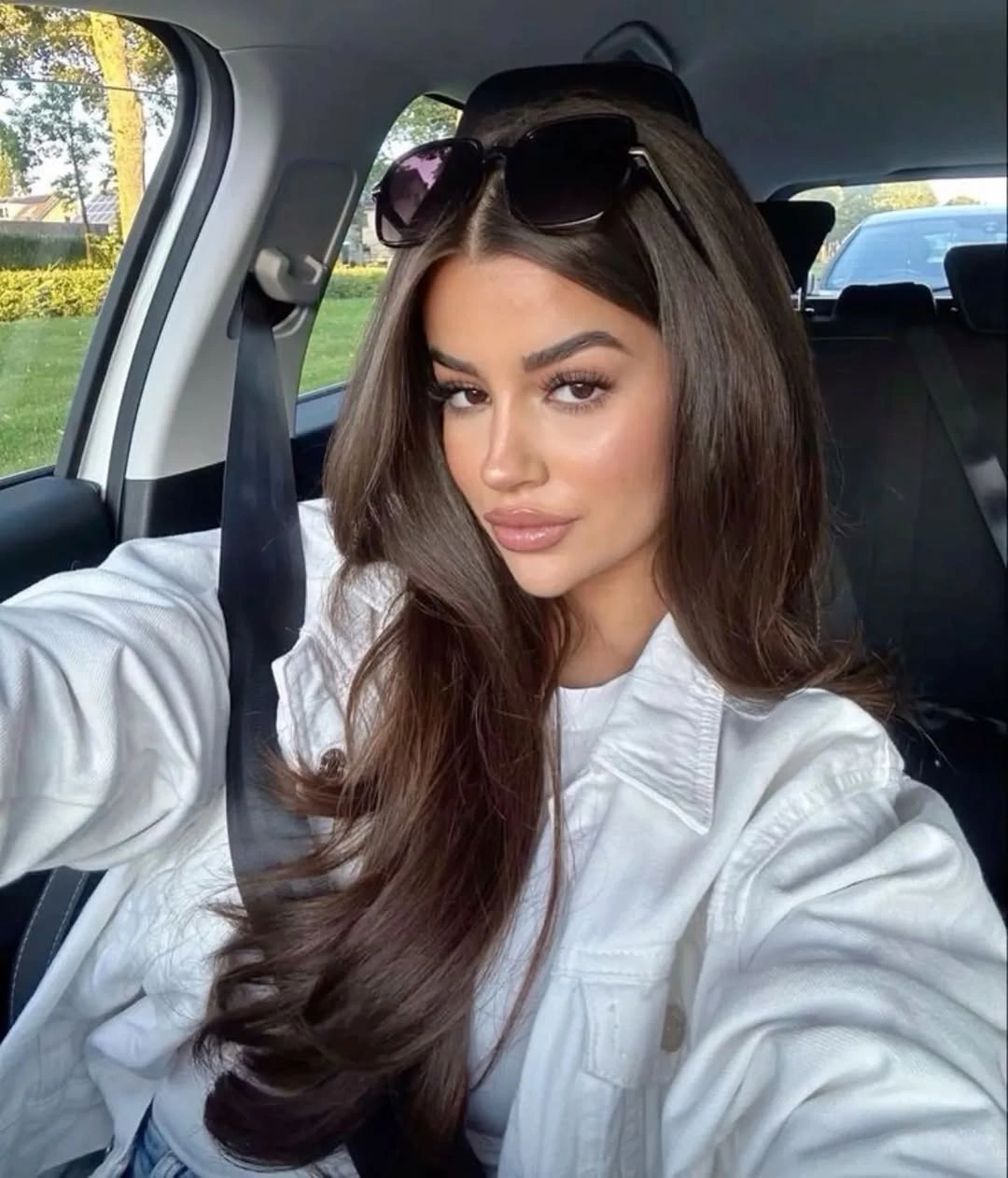 Long chestnut brown layers with warmer face framing pieces