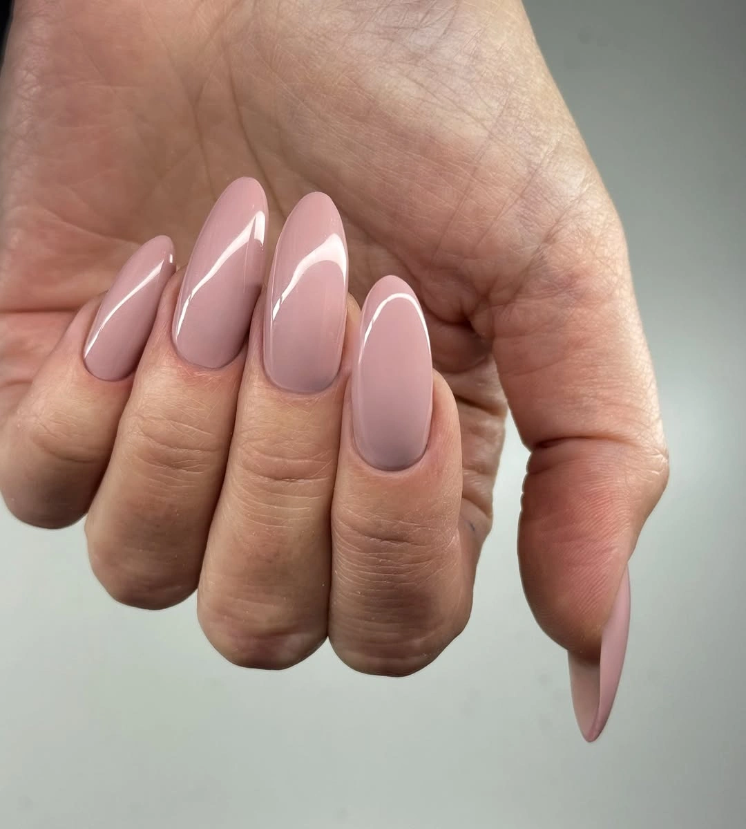 Long almond sheer blush pink fall dip nails