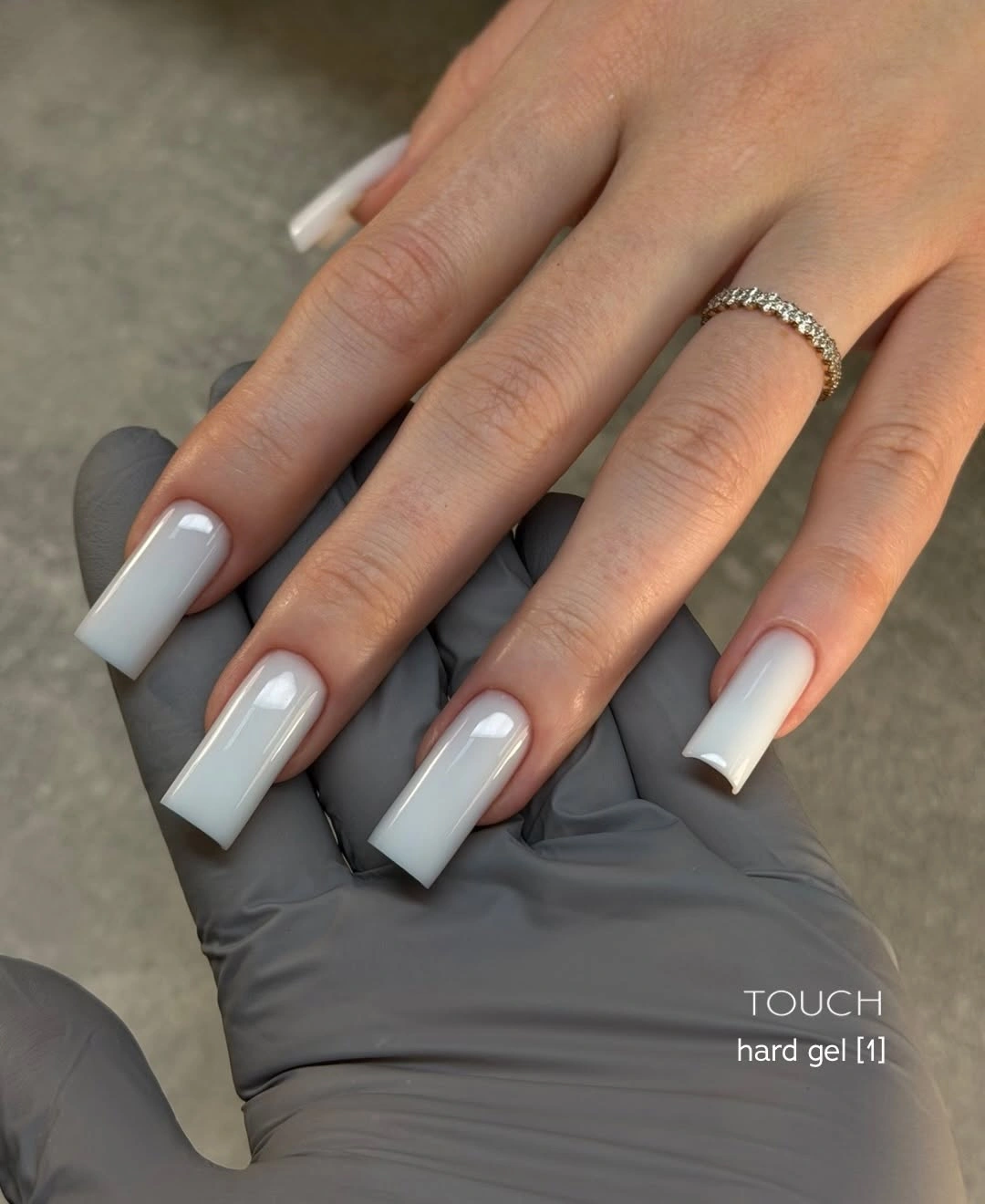 Medium square opaque glossy white nails
