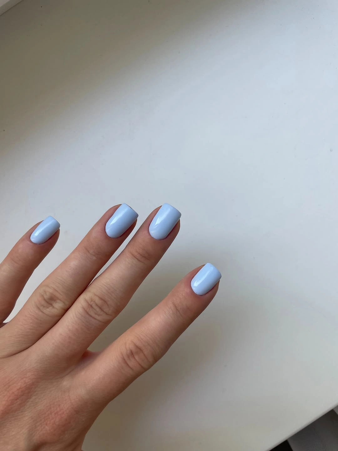 pale periwinkle blue short rounded square nails