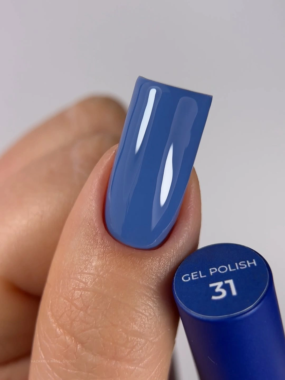 long square nails in a saturated glossy cobalt blue