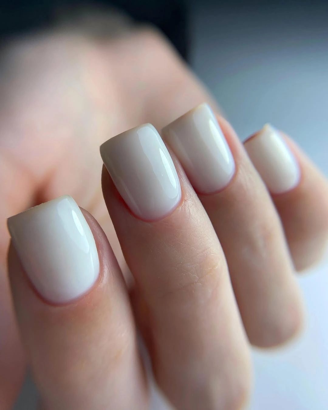 Medium square cool gray blue nude fall nails