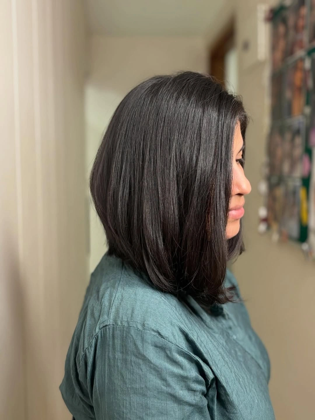 Dark long angled bob with longer front panel
