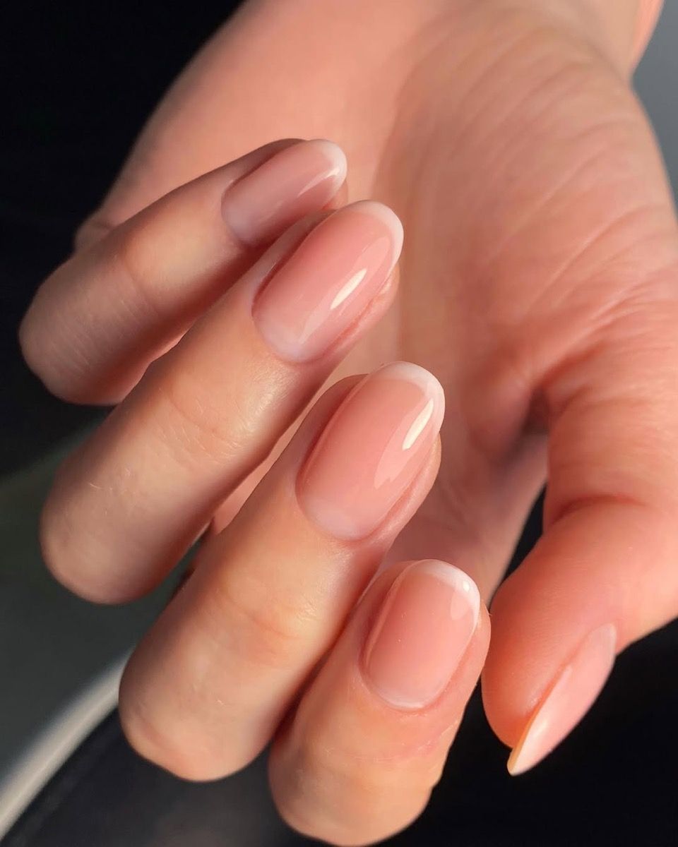 Sheer Pink Base Opaque White Tips Visual Idea Sheer Pink Base Opaque White Tips Visual Idea β Winter Nude Nails