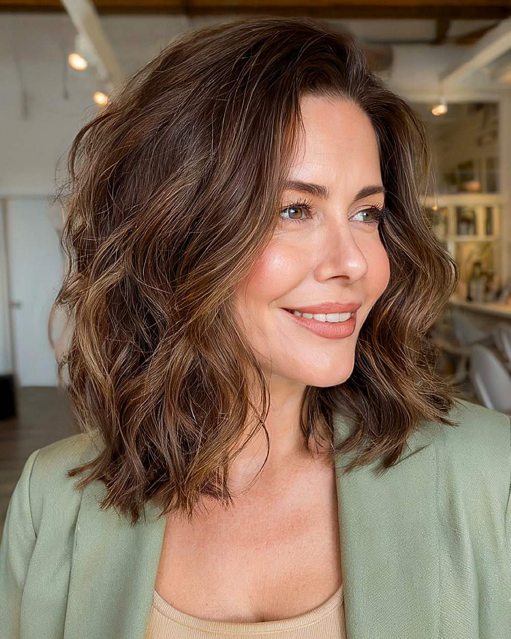 Layered Bob with Caramel Highlights Layered Bob with Caramel Highlights β Winter Haircuts for Thick Hair